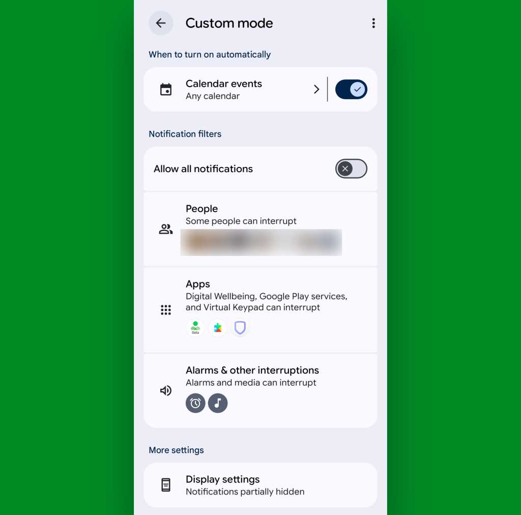 Google Calendar Android: Modes — event silence