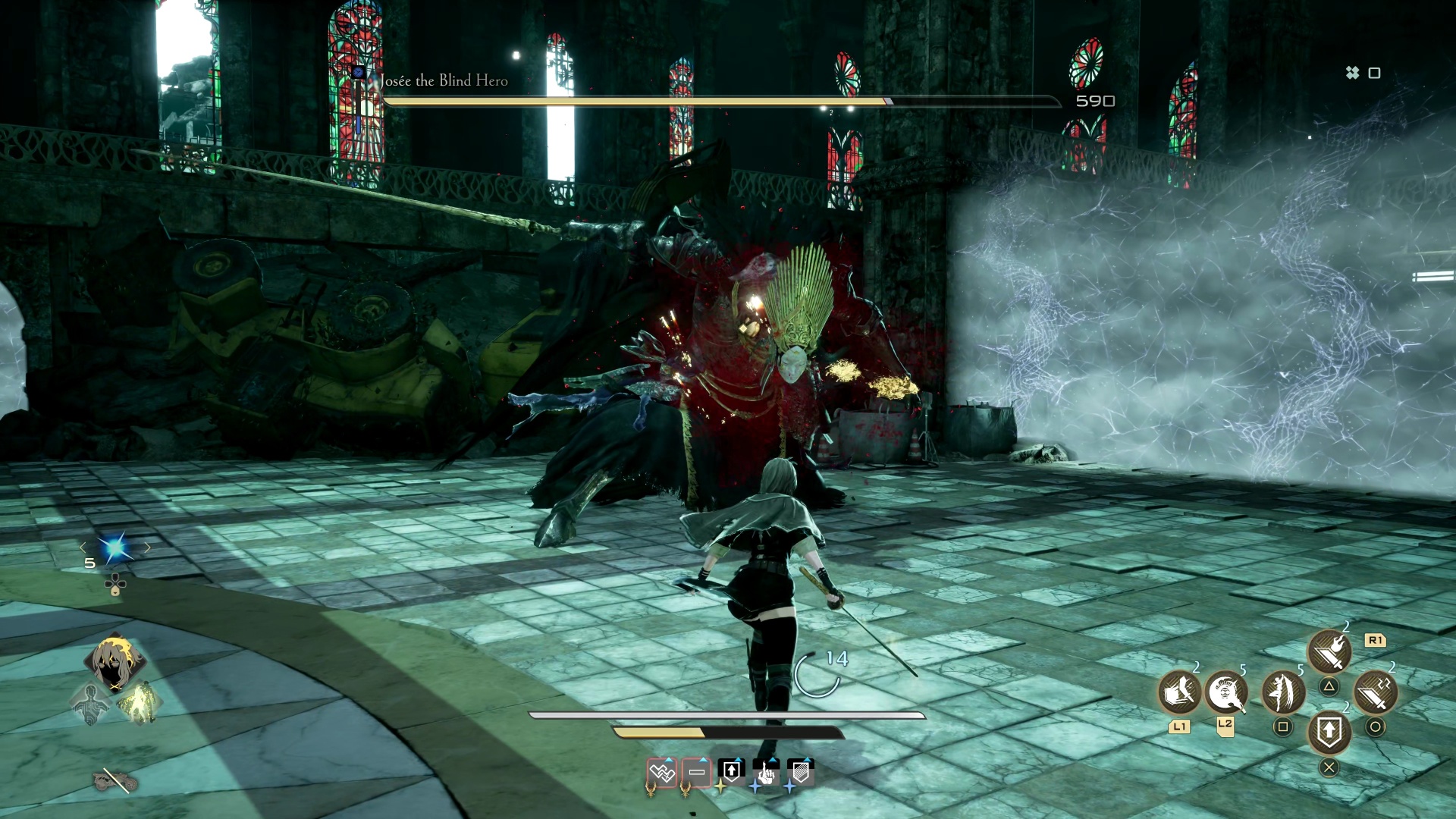 Code Vein 2 Josee: The player avoids as Josee attacks with her sword.