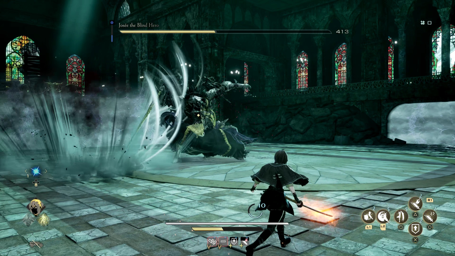 Code Vein 2 Josee: The player avoids as Josee attacks by slamming the ground.