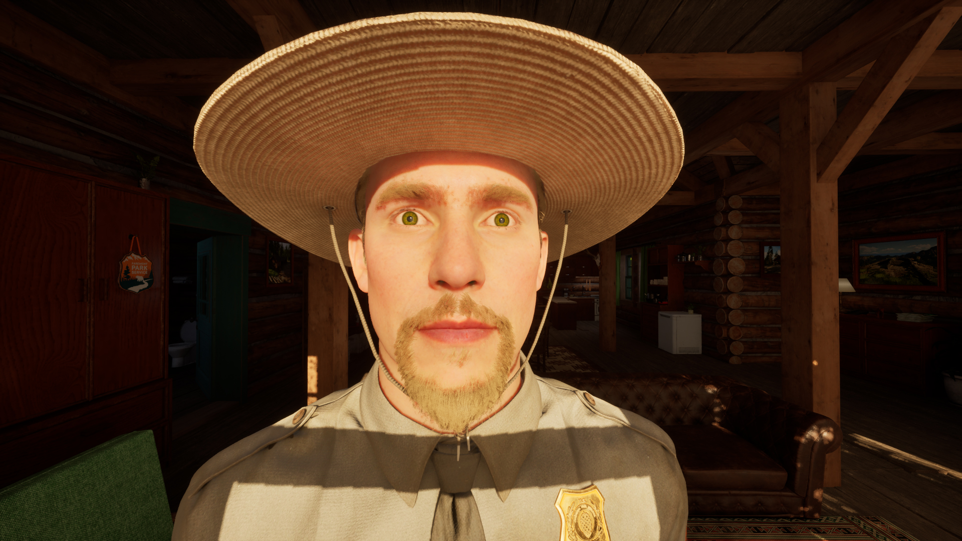 A park ranger doing park ranger things