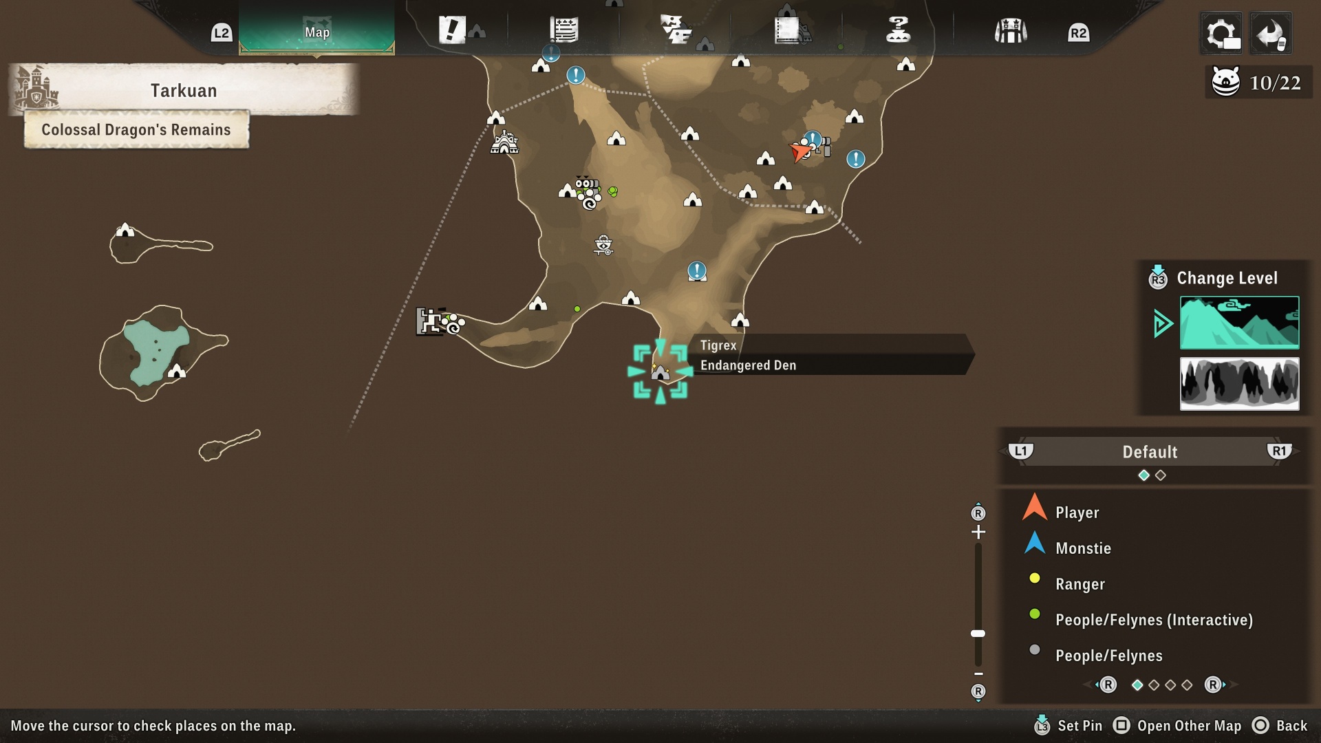 A map of Invasive Diablos' location