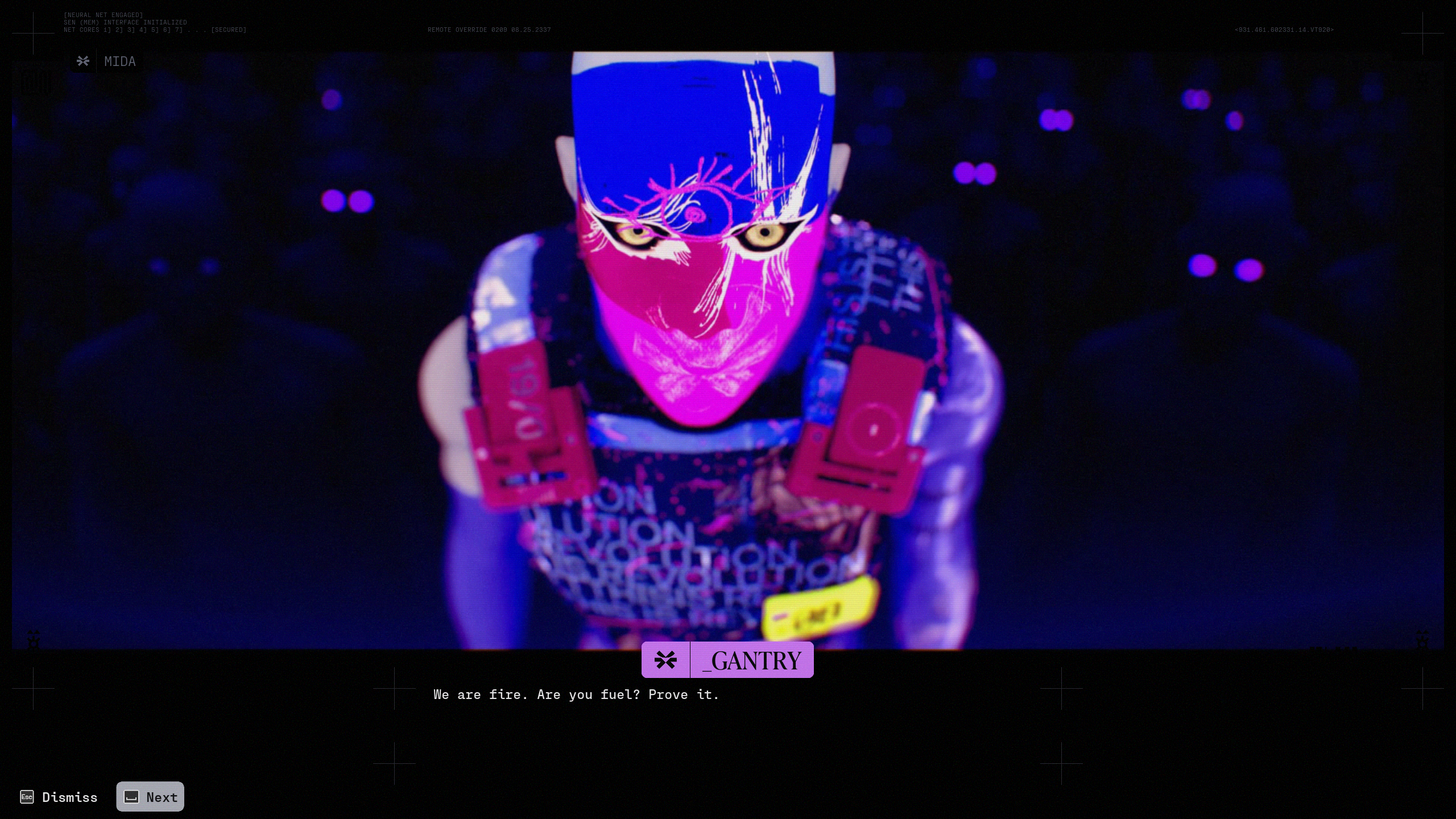 Marathon: MIDA's liaison Gantry talking to the player in the menu.