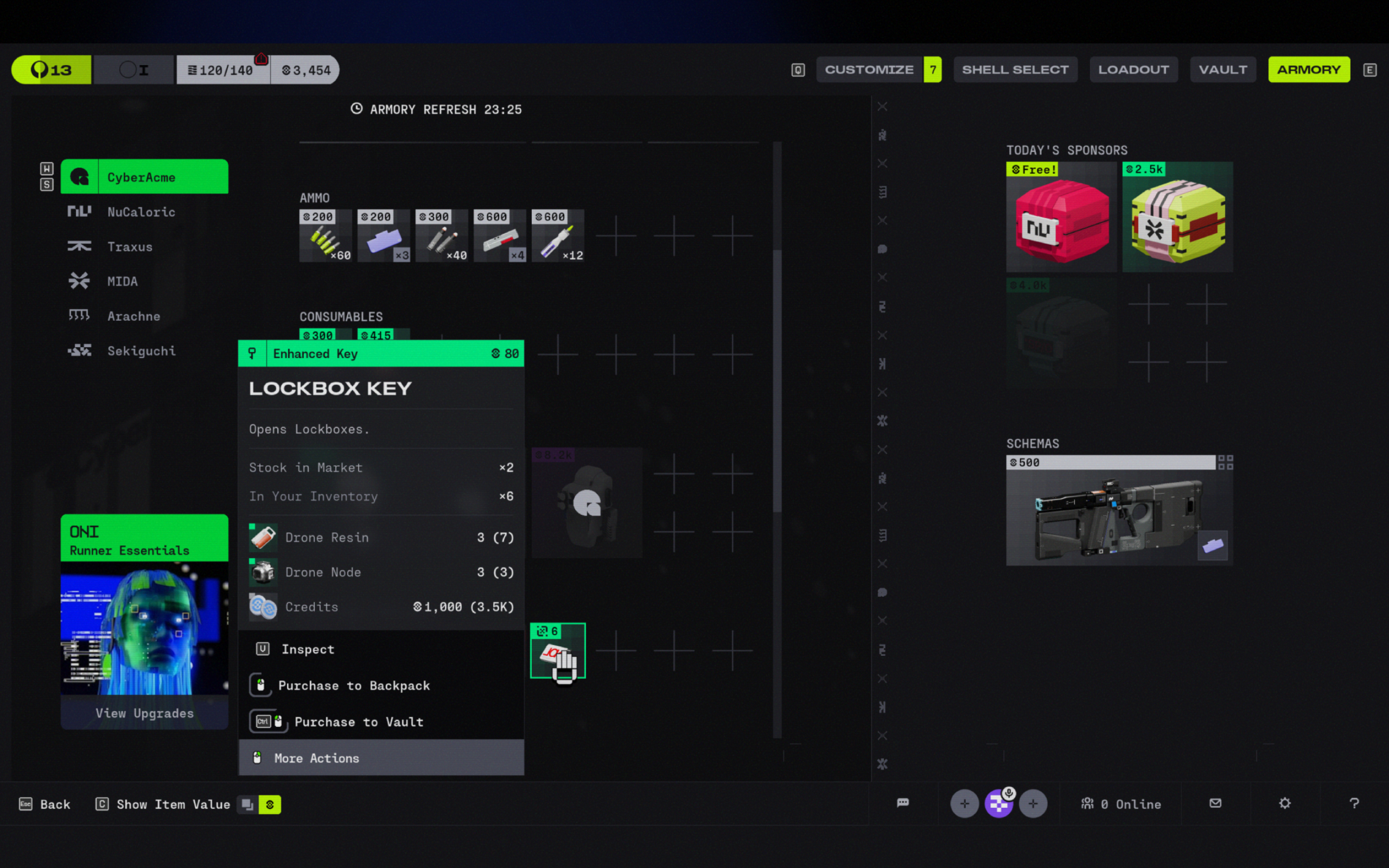 Marathon Lockbox Key: The Lockbox Key item in the CyAc shop menu.