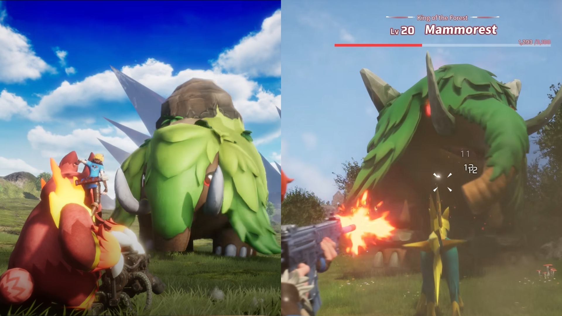 A large, grassy mammoth Pickmon clearly inspired by the Mammorest from Palworld.