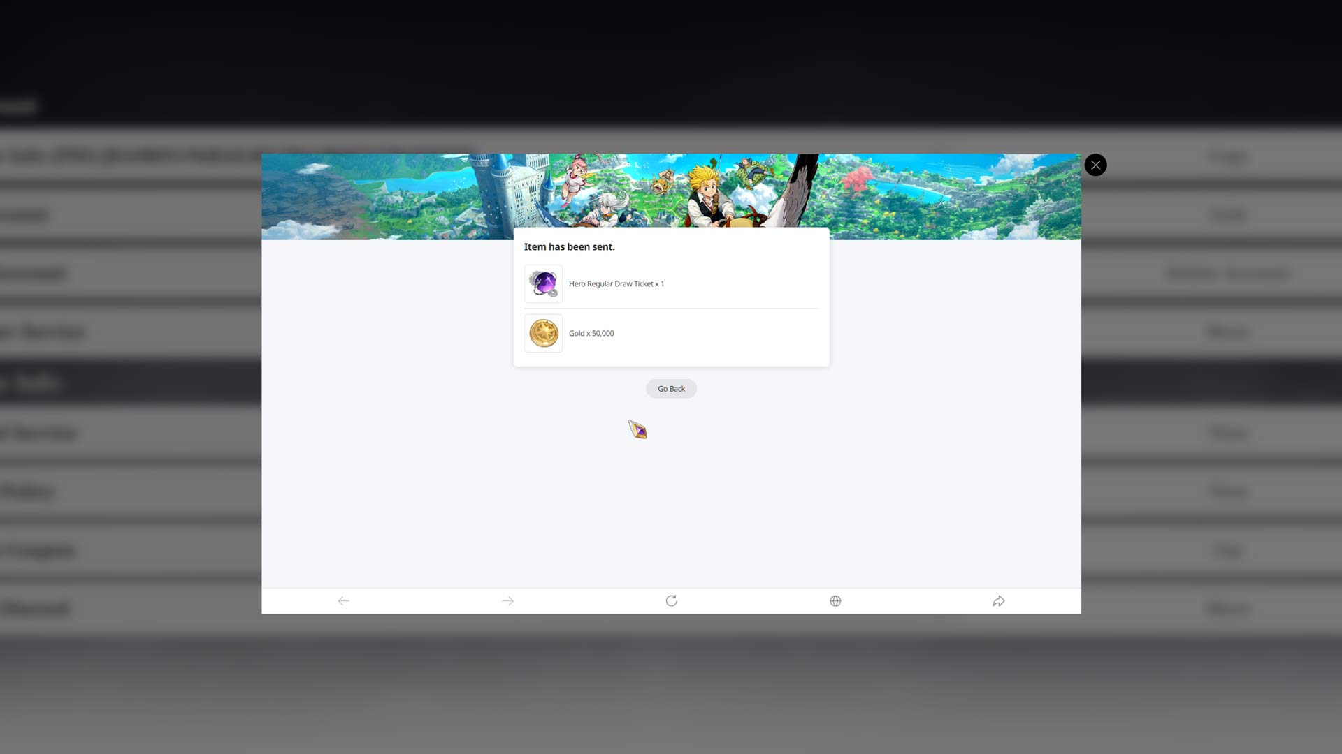 The Seven Deadly Sins code rewards after redeeming an active coupon. 