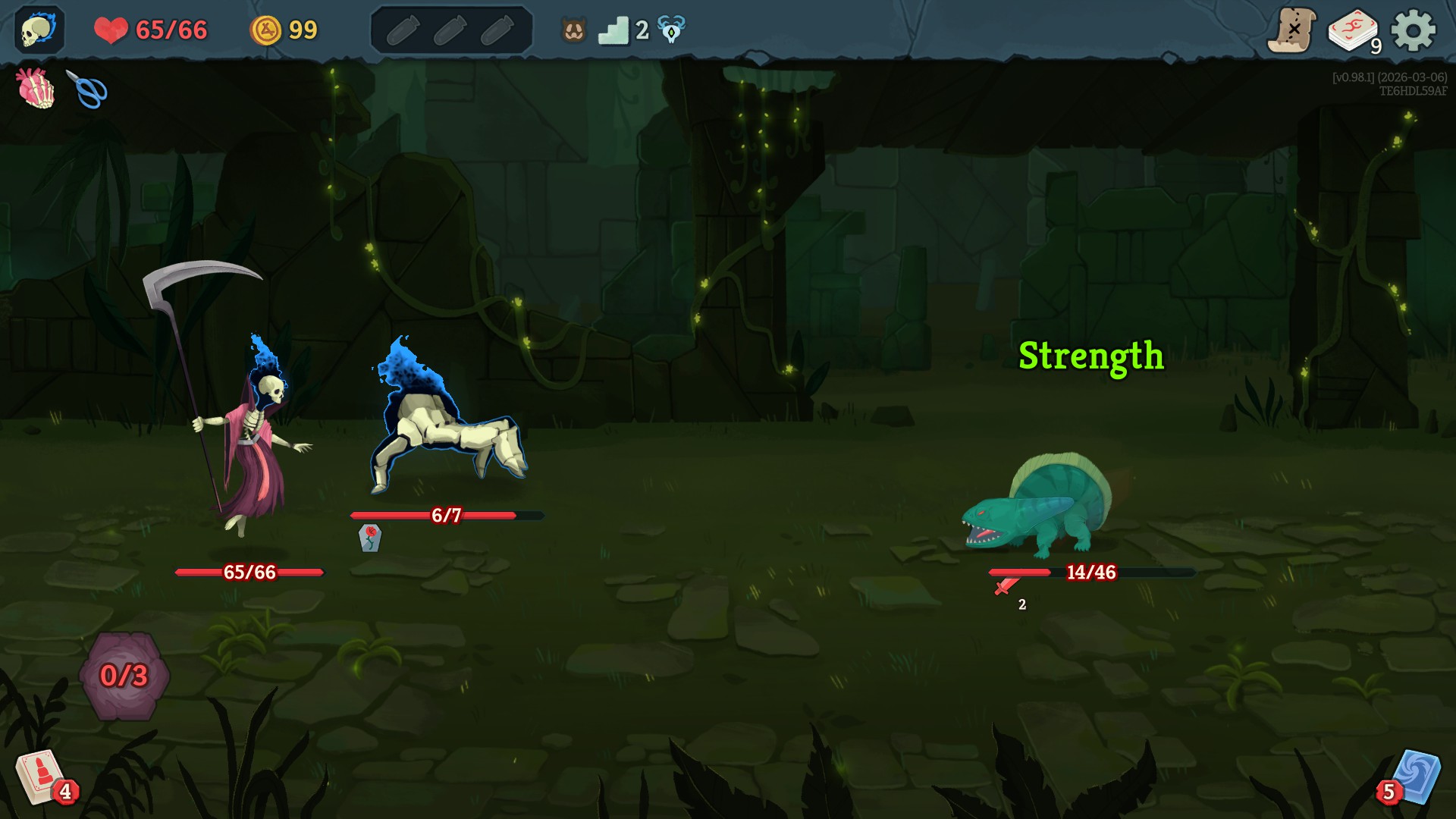 The Necrobinder battling a monster in Slay the Spire 2.