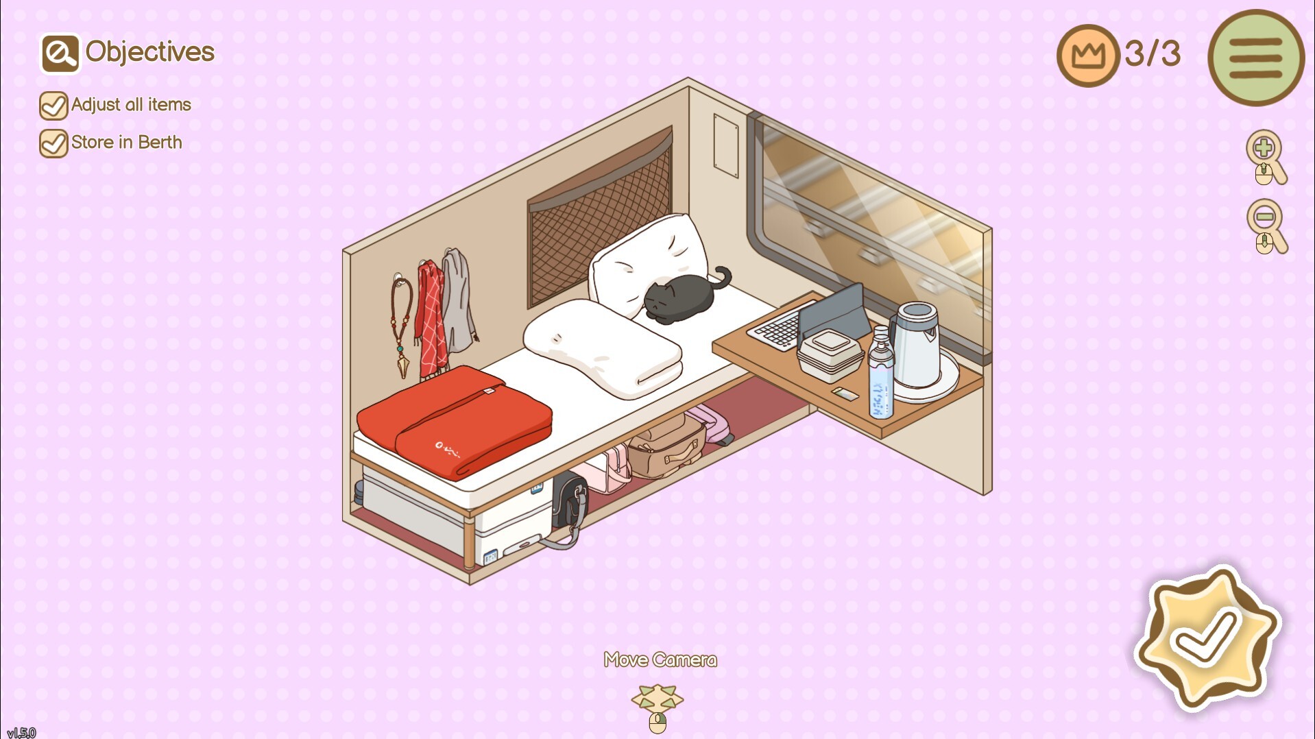 An organised bunk on a train. 