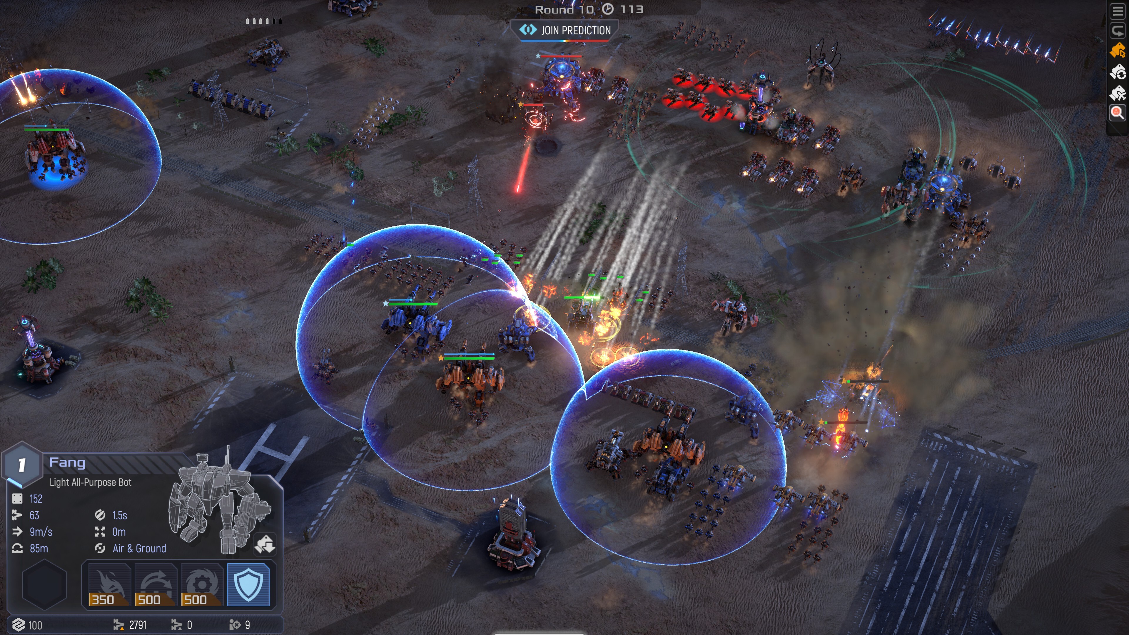 Mechs fighting at night.