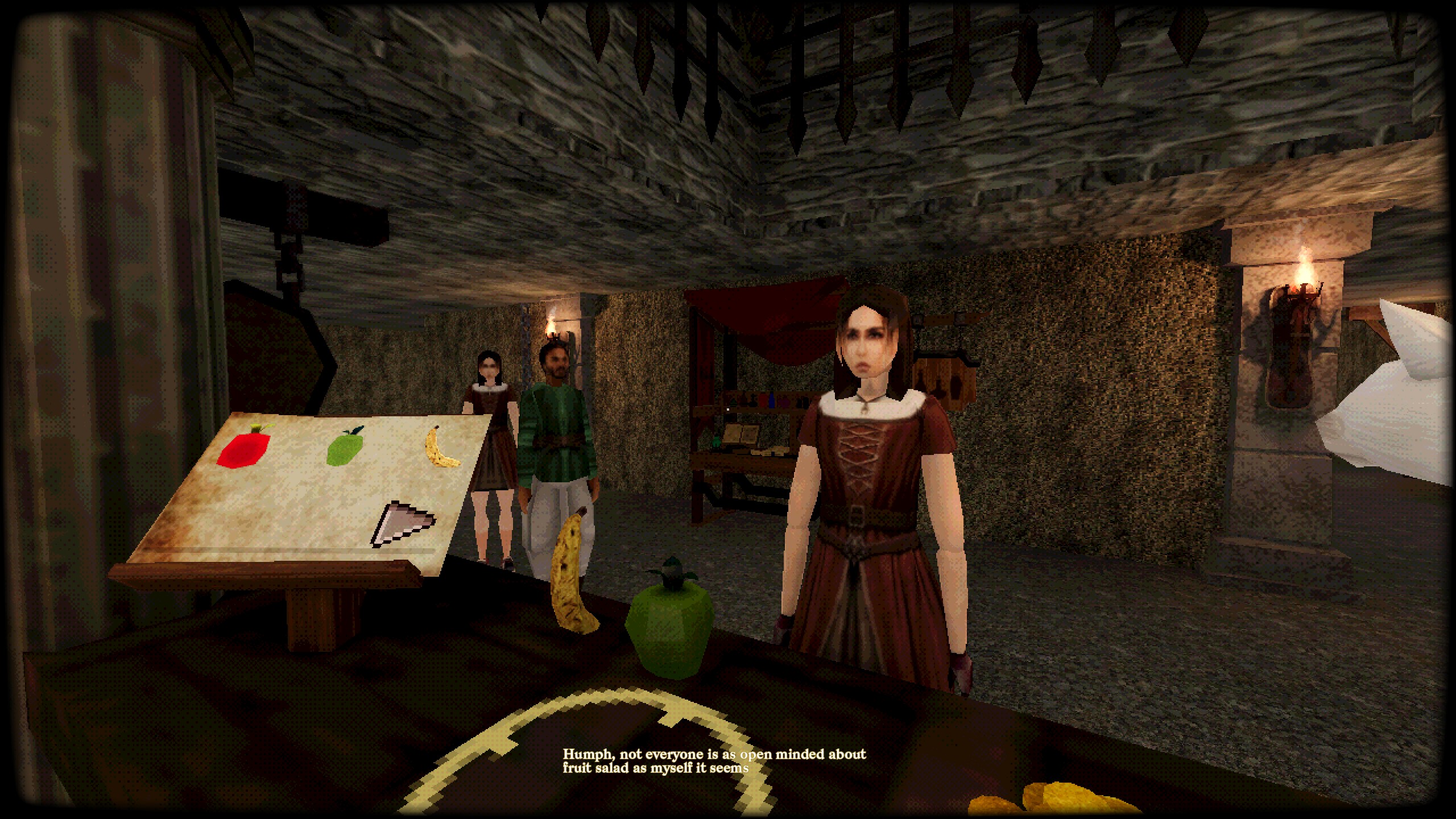 Dungeon Bodega SImulator - An adventurer waits for fruit from a dungeon merchant