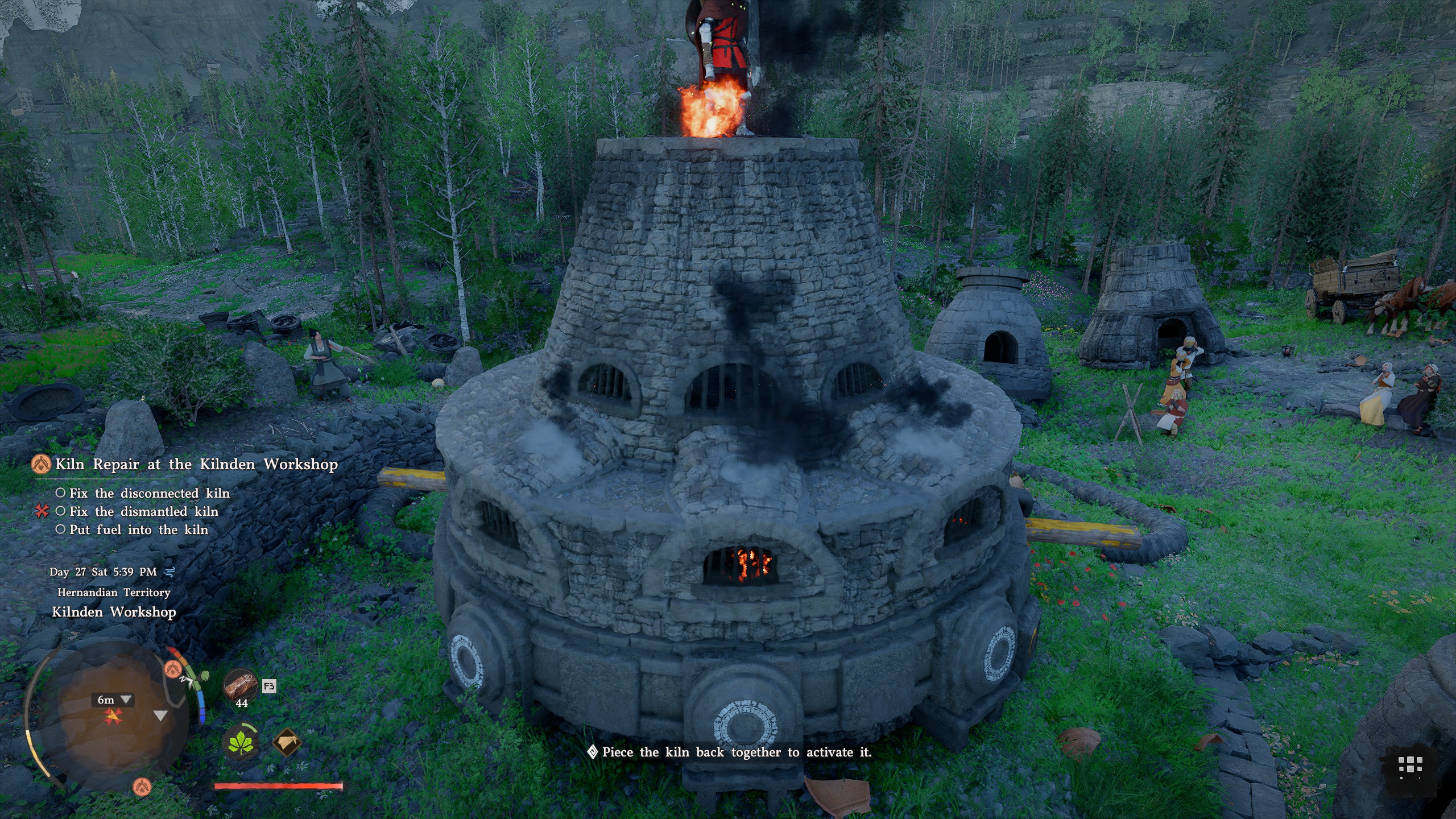 Crimson Desert kiln repair - Standing on top of kiln