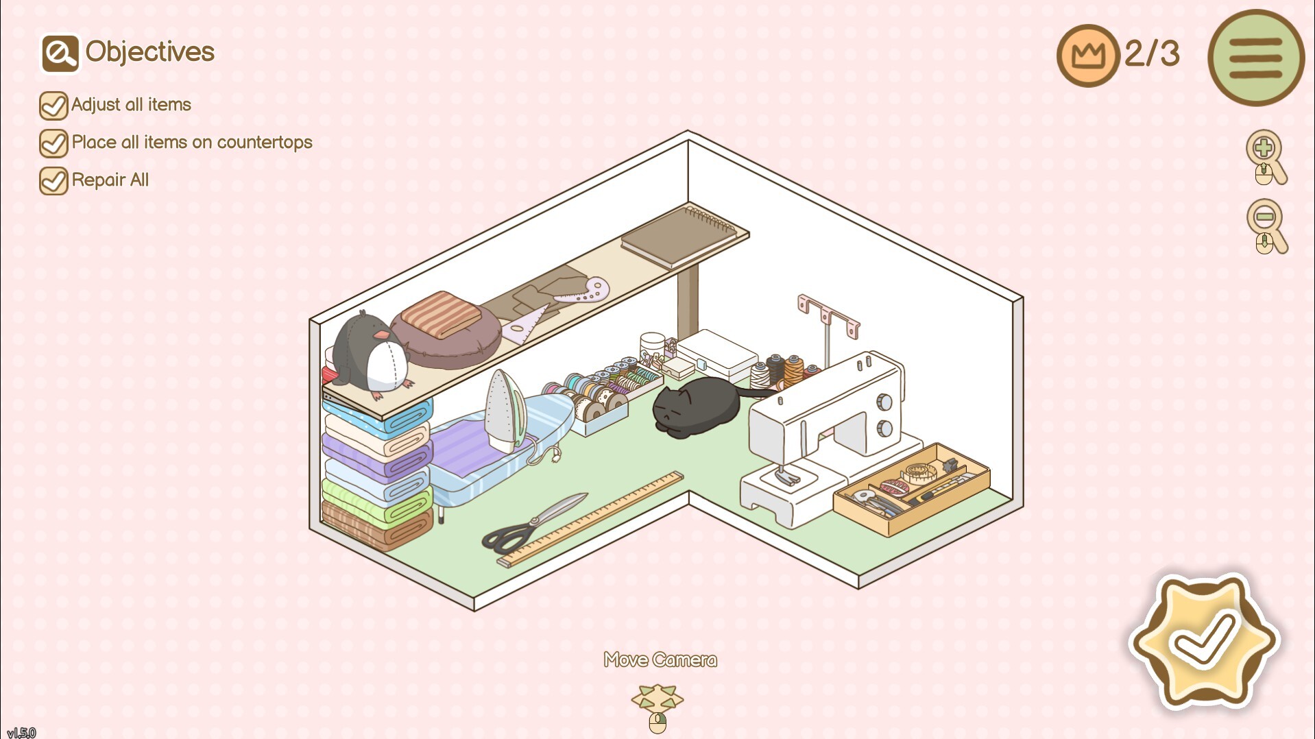 An organised sewing station.