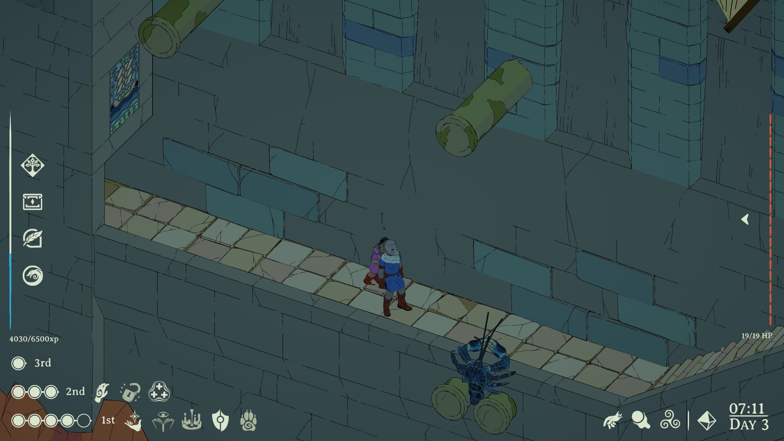 Esoteric Ebb screenshot showing character approaching lobster