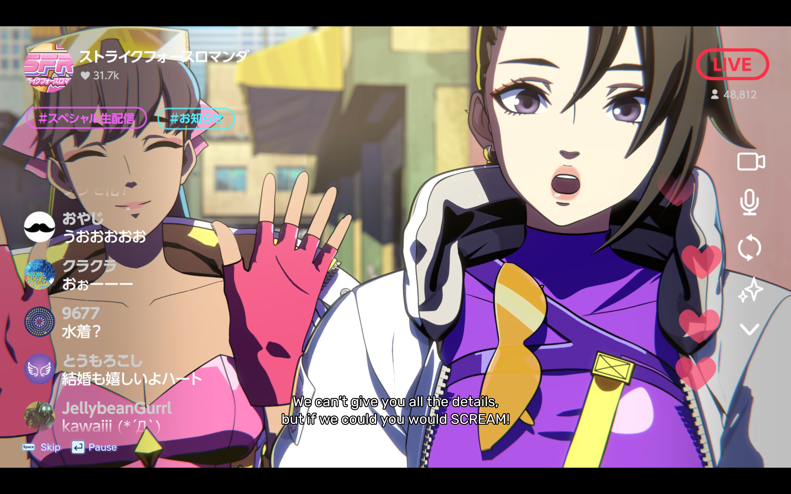 Screamer cutscene view presented like an Instagram live