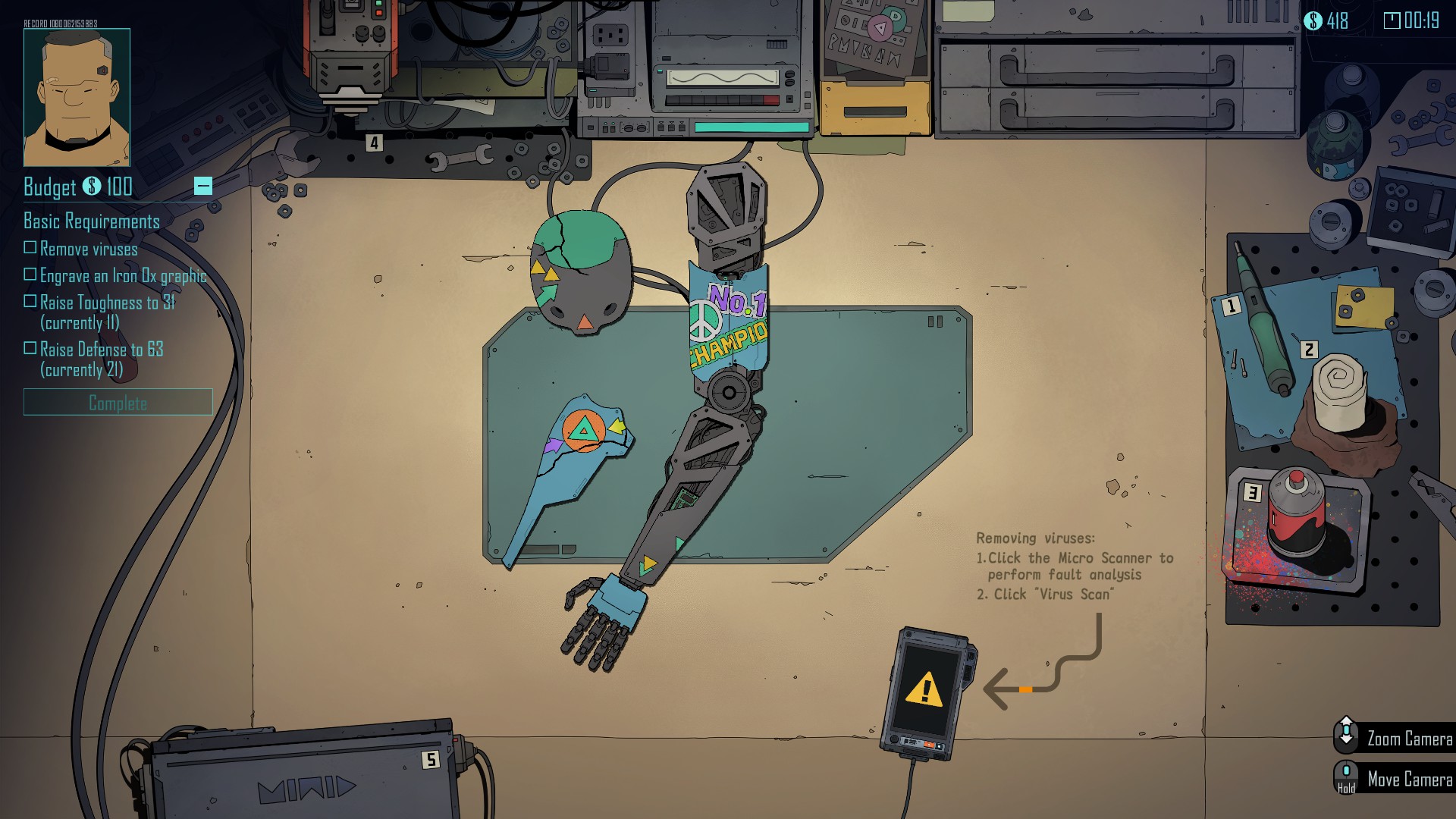 Working on Komarov's robot arm in Steel Soul Shaper.