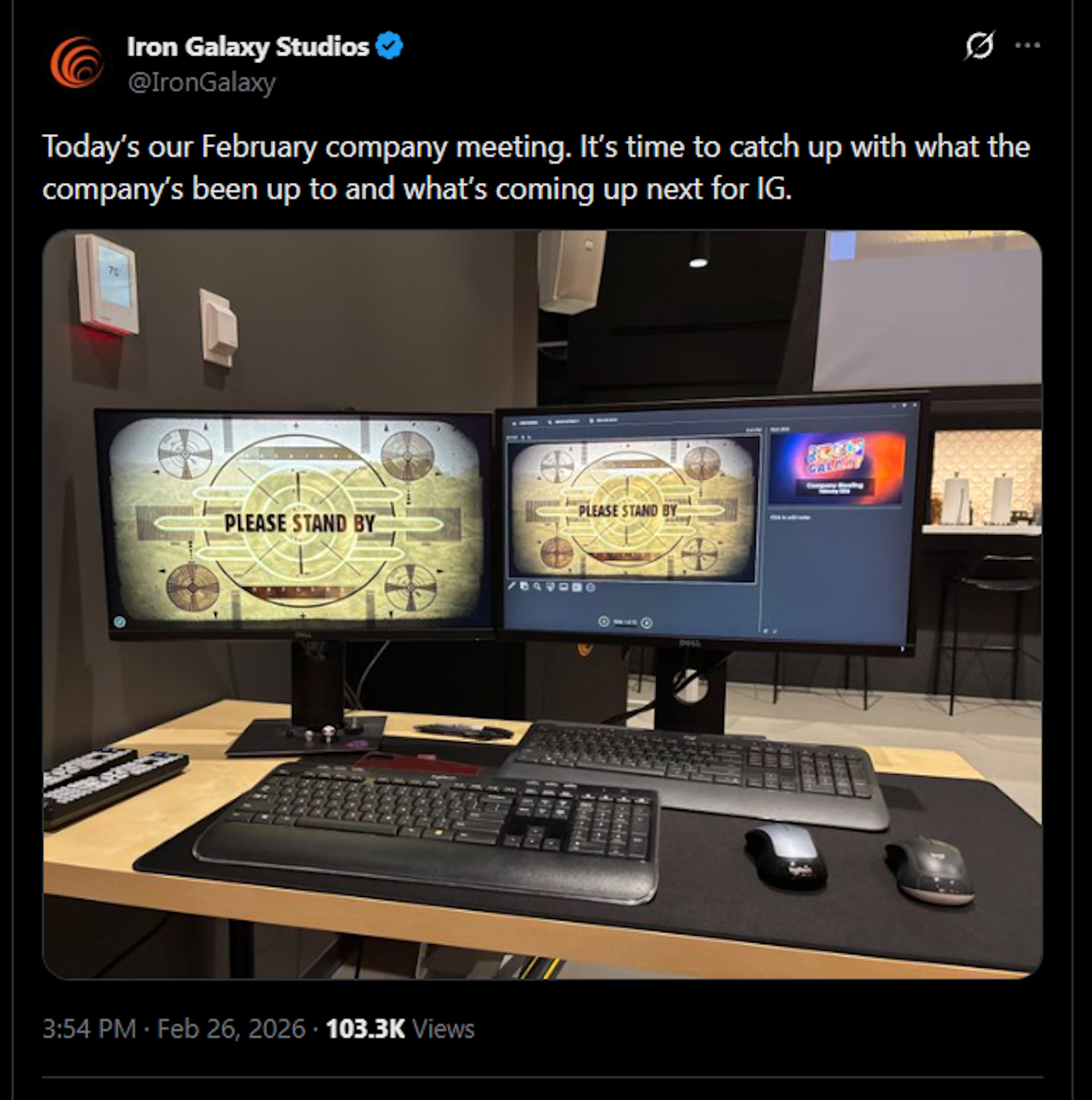 Today's our February company meeting. It's time to catch up with what the company's been up to and what's coming up next for IG.