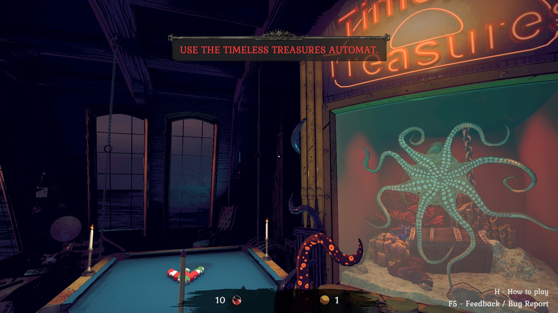 A weird vending machine with an octopus in it in Pool of Madness.