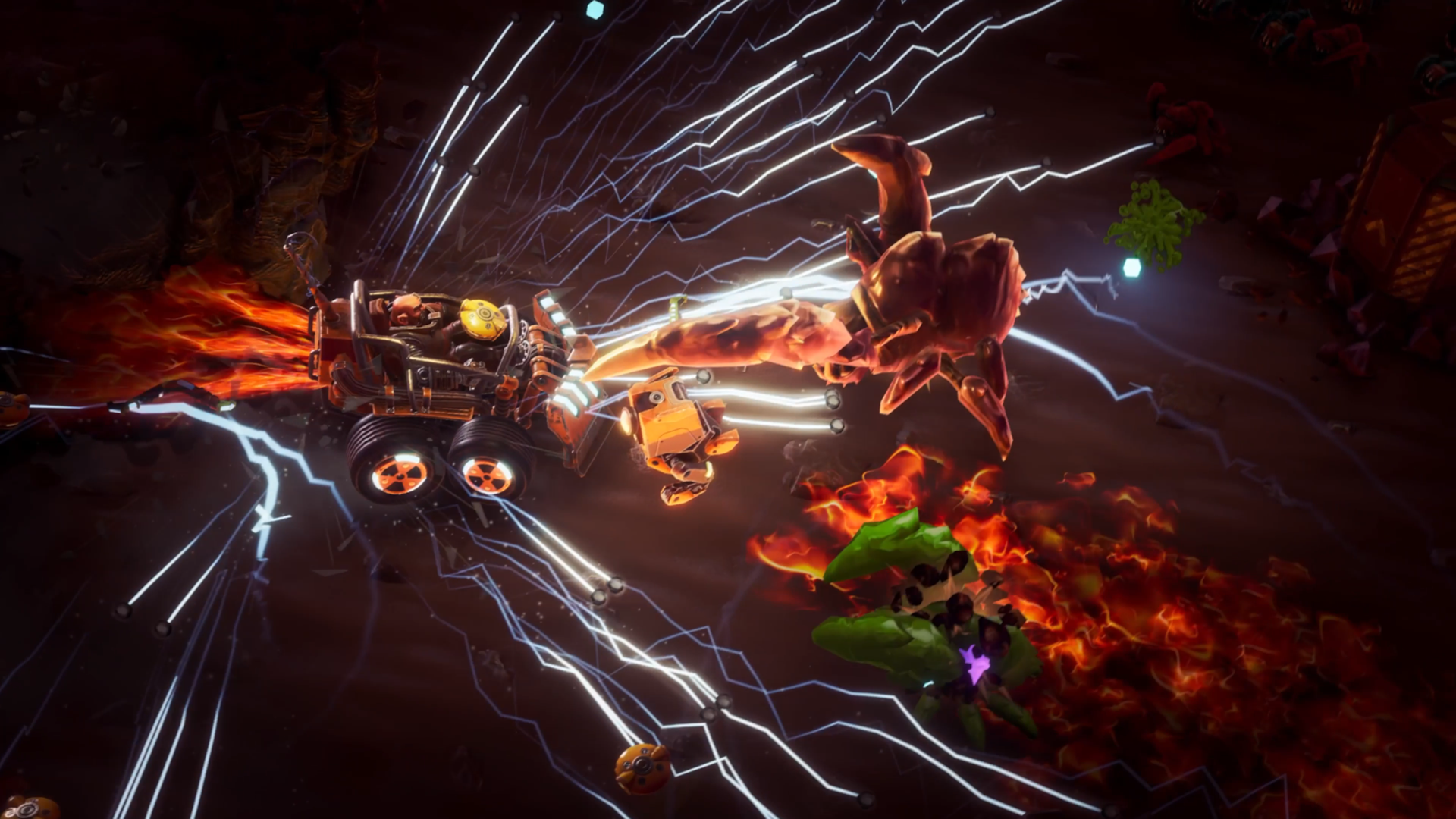 The Demolisher firing bullets in all directions in Deep Rock Galactic: Survivor.