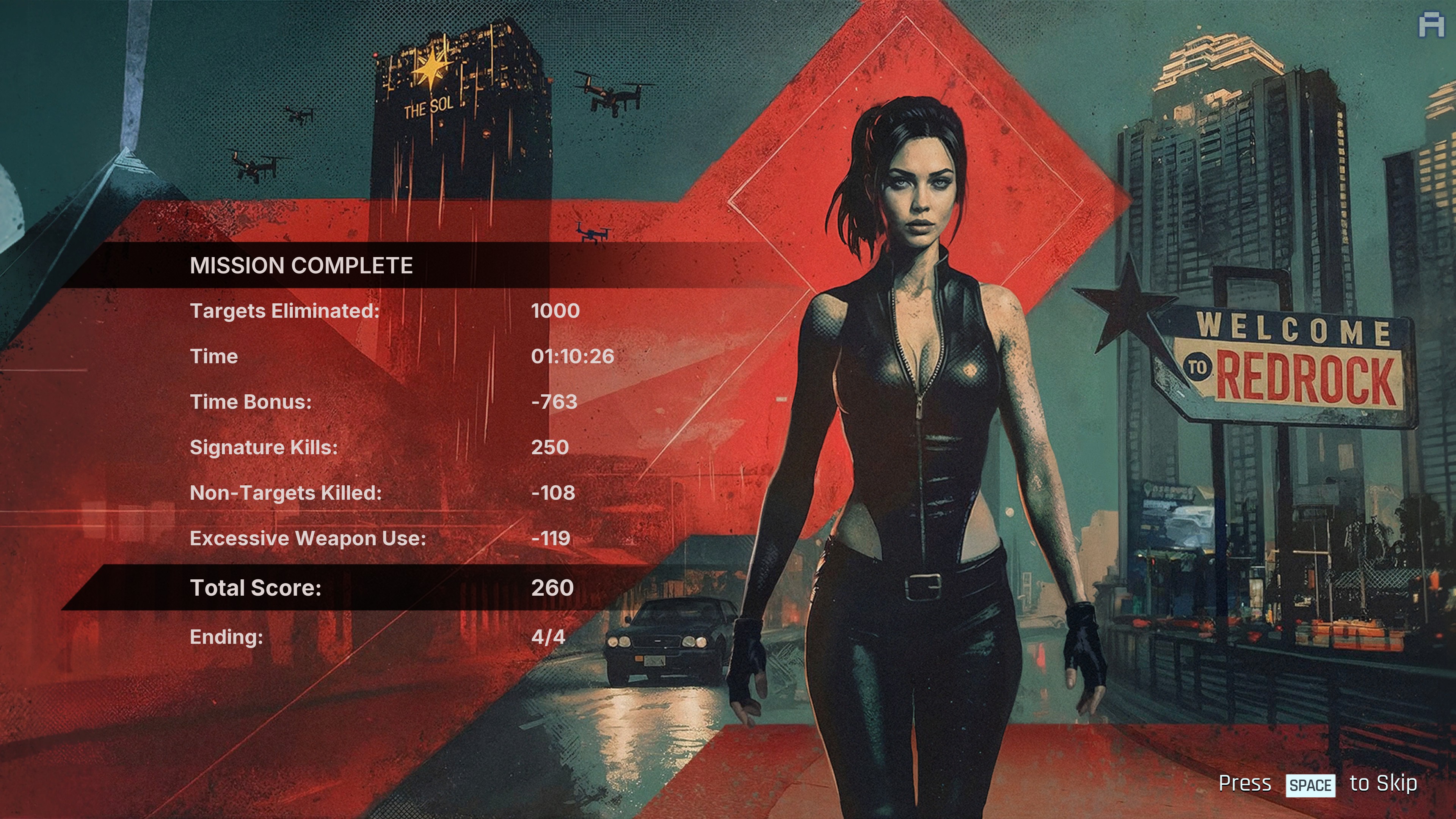 Andy Chalk's MindsEye: Blacklisted final stats. He is very good at videogames.