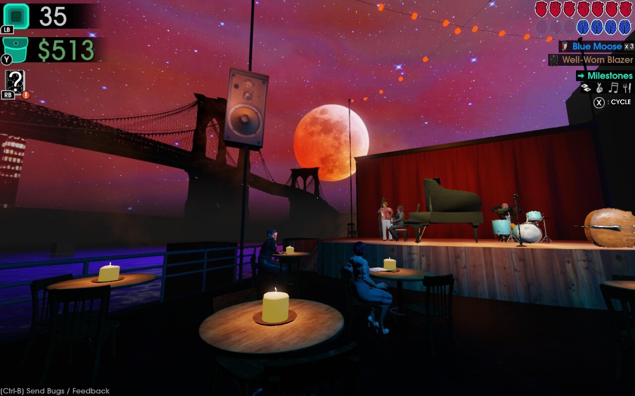 Moves of the Diamond hand evocative nighttime scene at jazz club