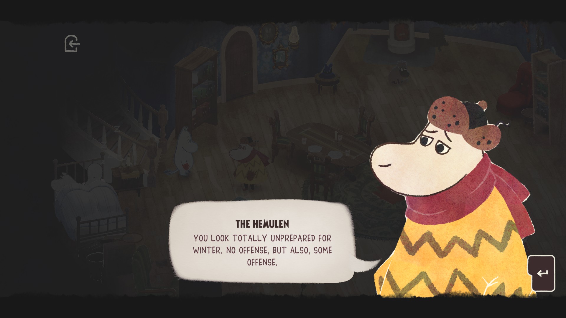 Moomintroll: Winter's Warmth, a cozy game based on the books by Tove Jansson