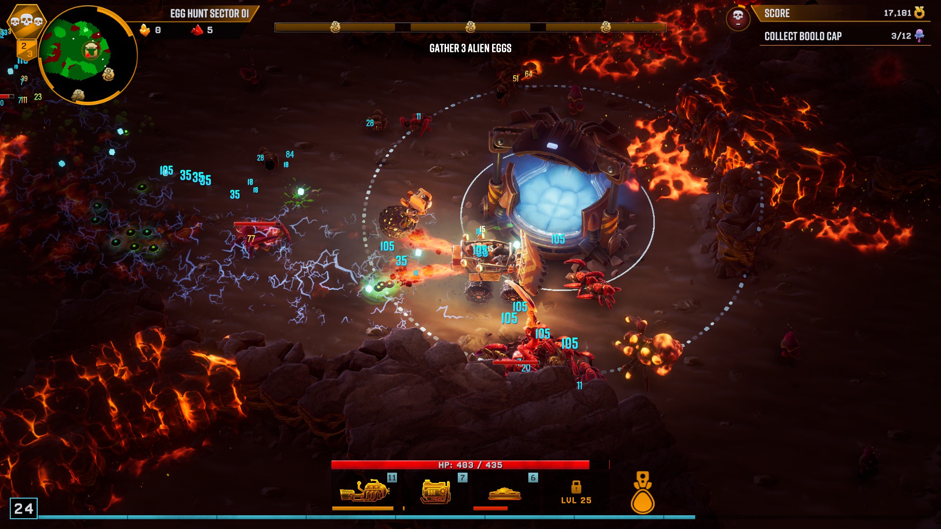 Depositing a gathered egg in Deep Rock Galactic: Survivor.