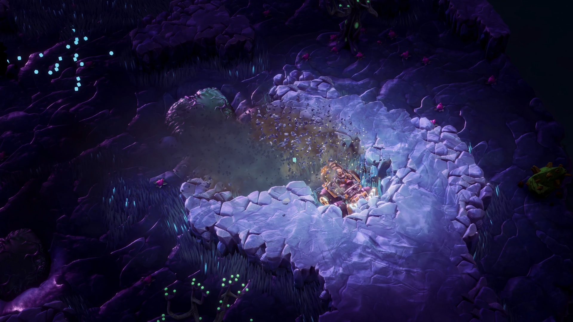 The Demolisher class burrowing through rock in Deep Rock Galactic: Survivor.