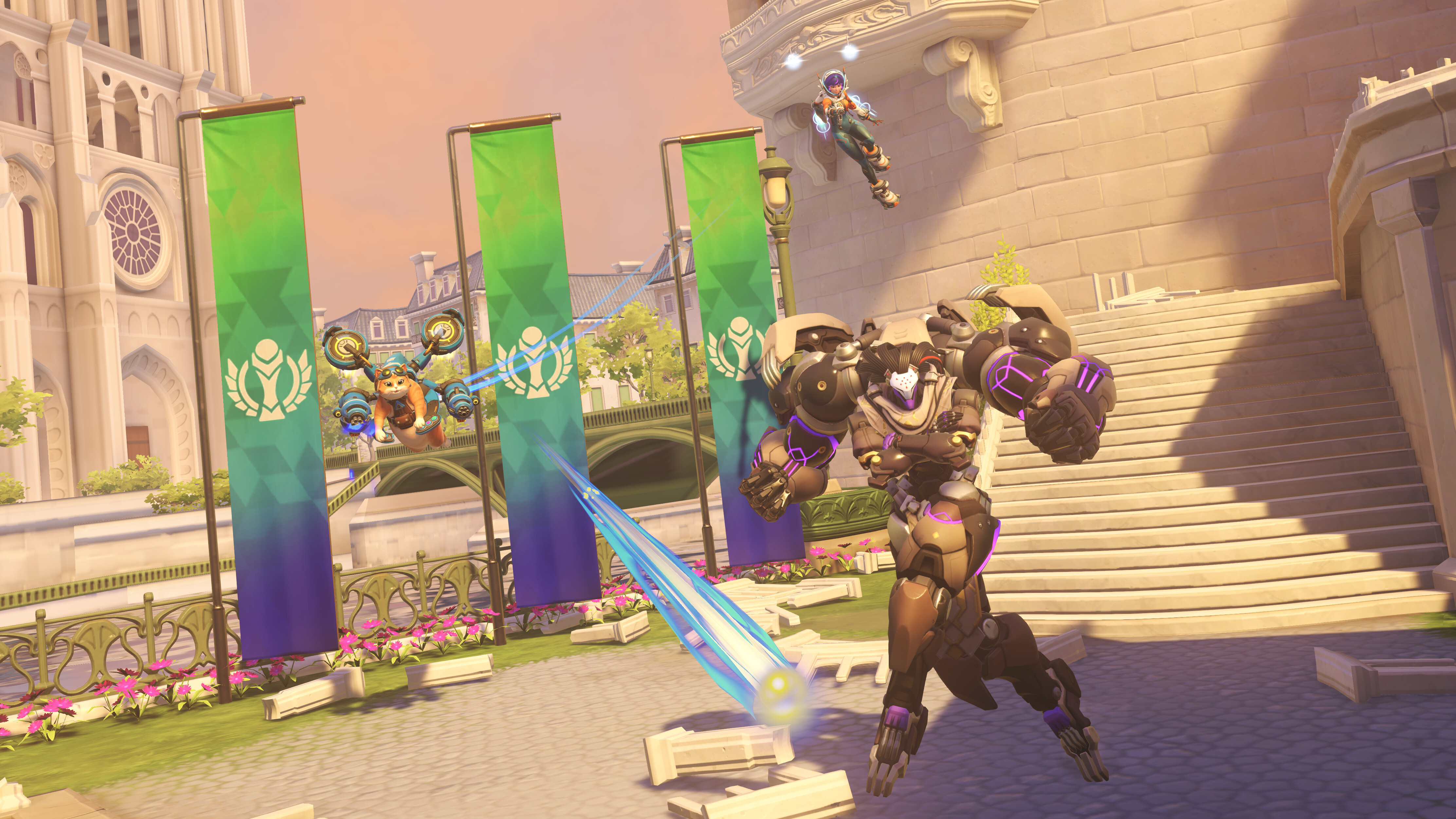 Jetpack Cat and Ramattra in Overwatch Stadium