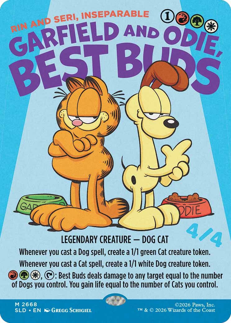 Garfield on a Magic: The Gathering card