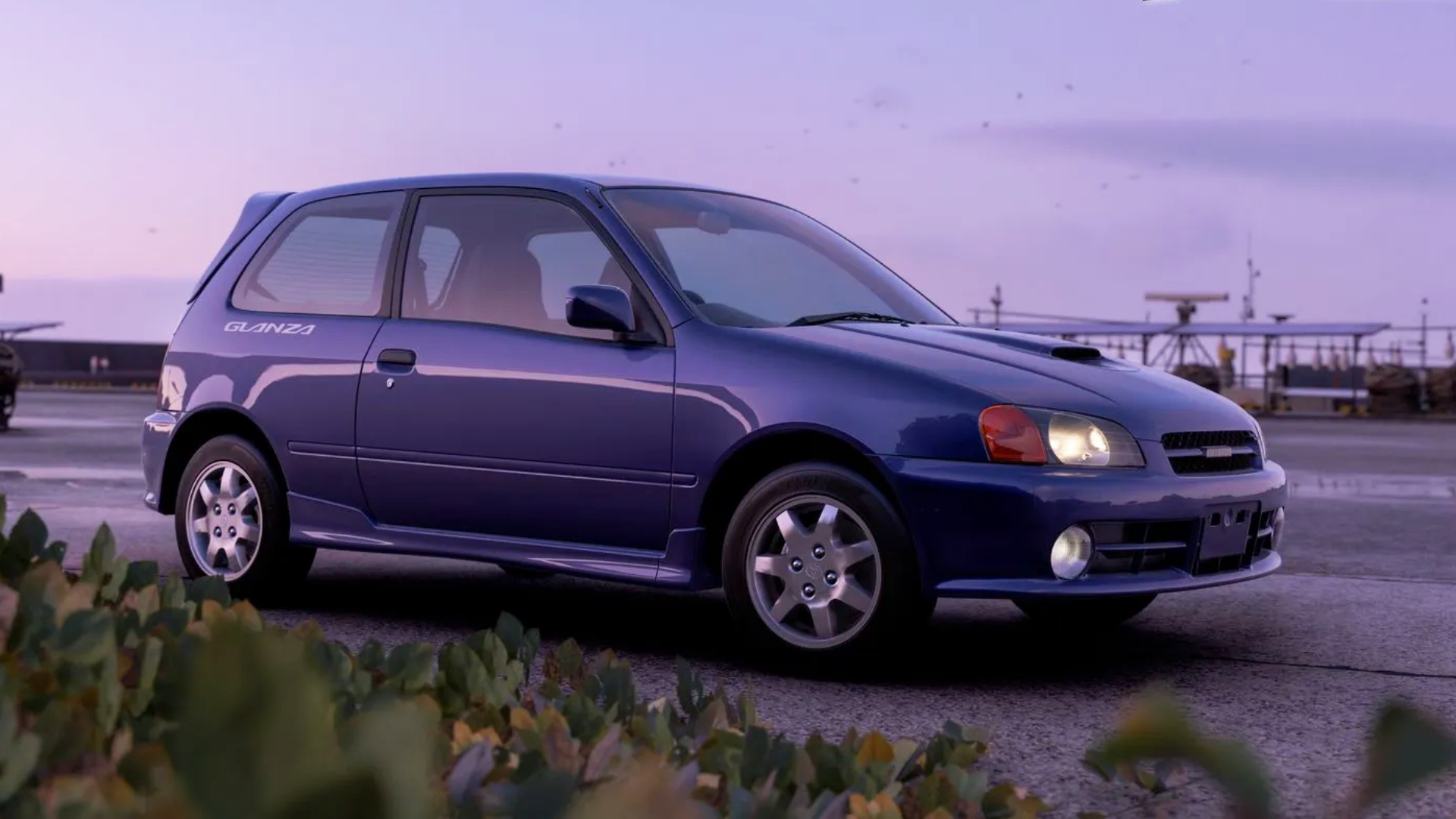 Forza Horizon 6 Series 1: The 1996 Toyota Starlet Glanza V parked on the side of a road.