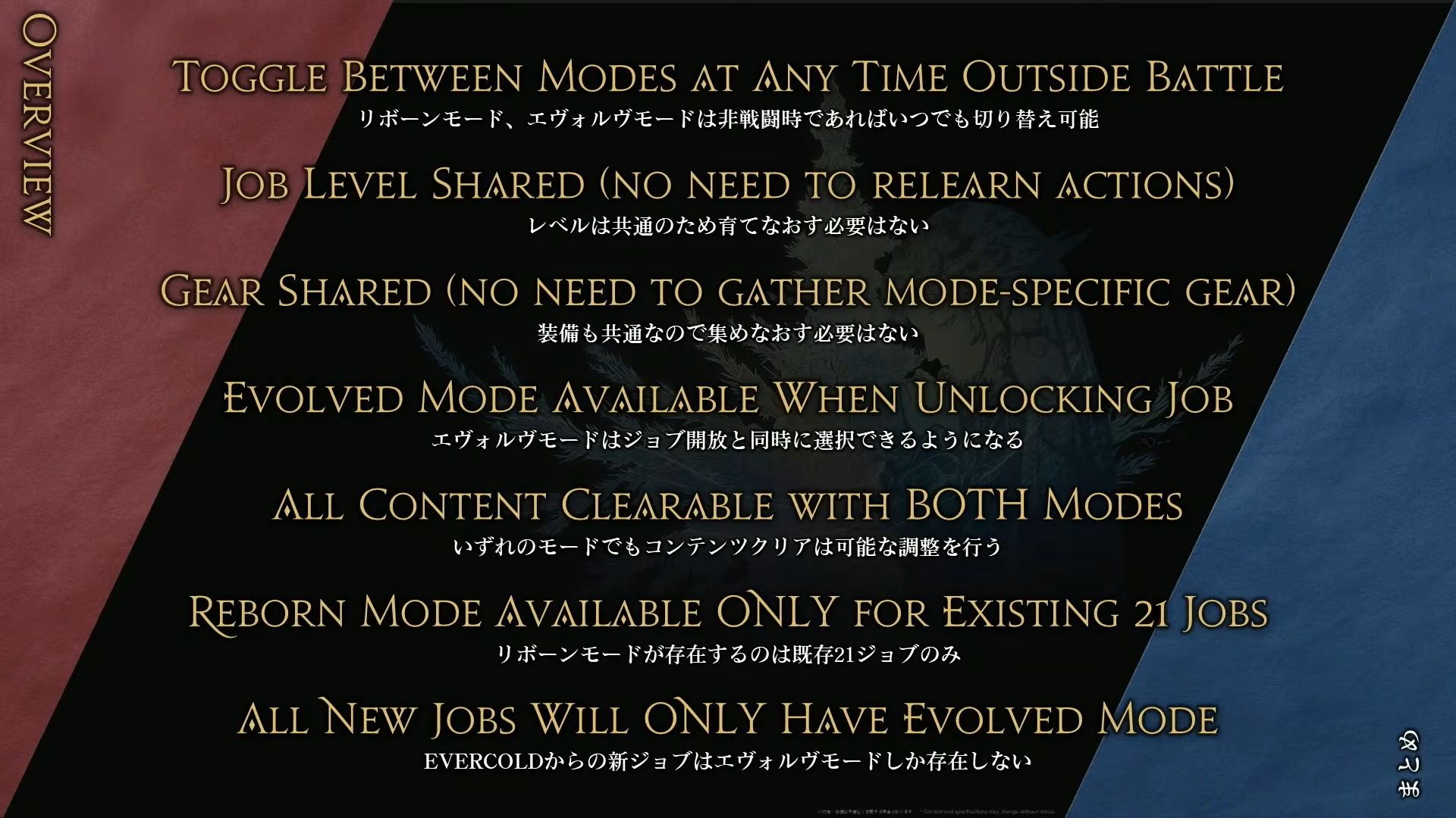 Final Fantasy 14 - A presentation slide explaining Evercold's upcoming Evolved Mode