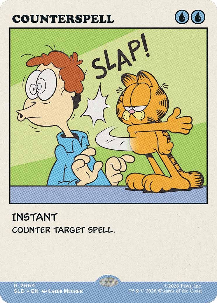 Garfield on a Magic: The Gathering card