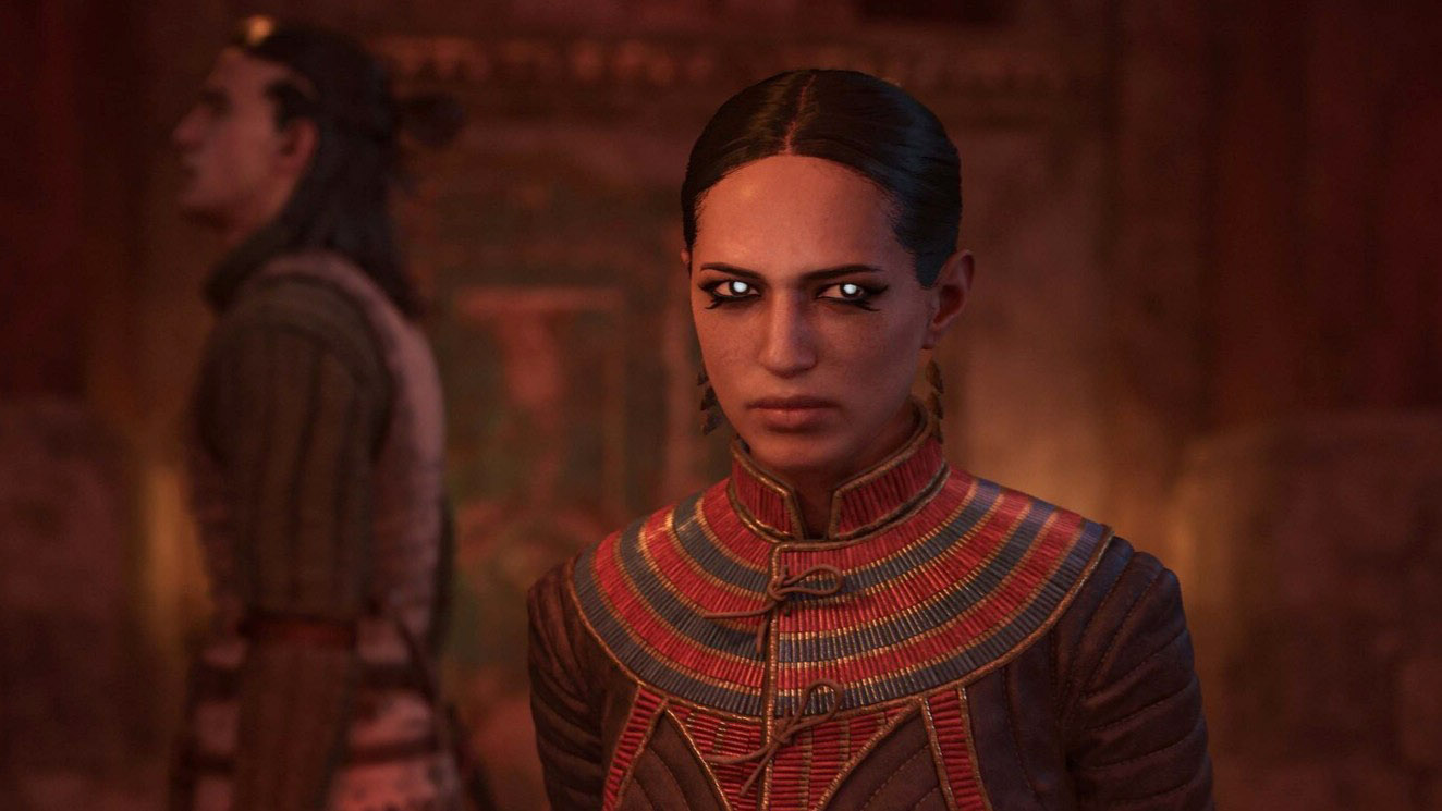 A female vampire with piercing eyes in The Blood of Dawnwalker.