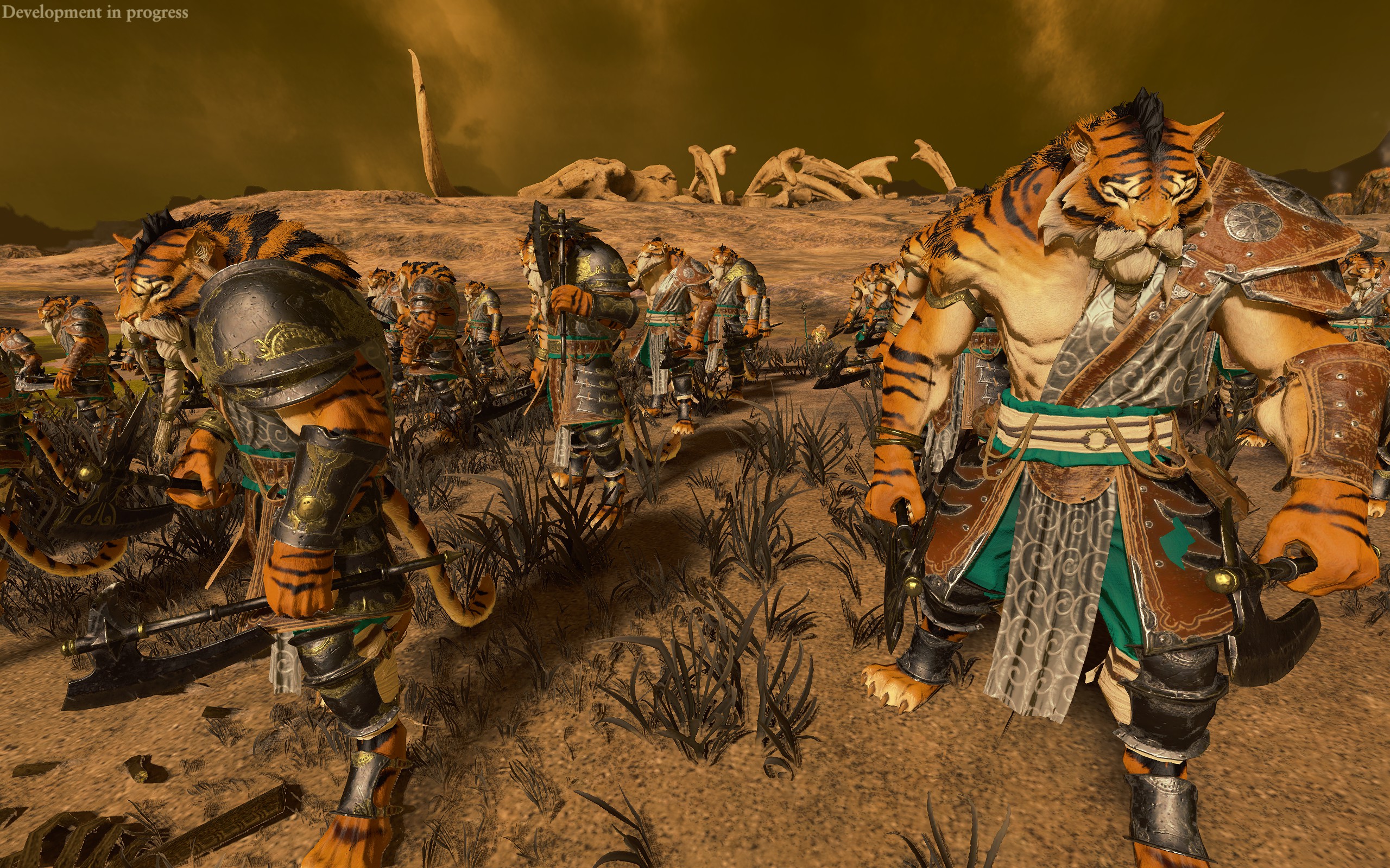 A unit of tiger warriors with dual axes