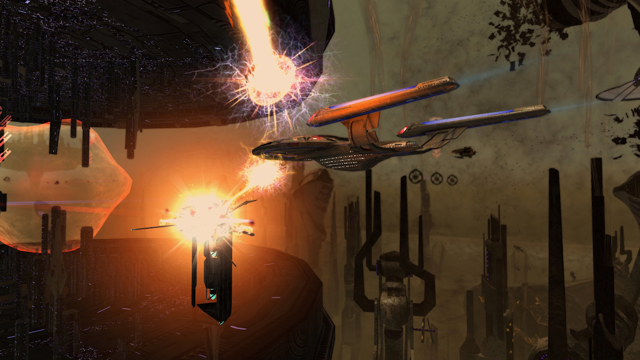 A Federation vessel engaged in combat