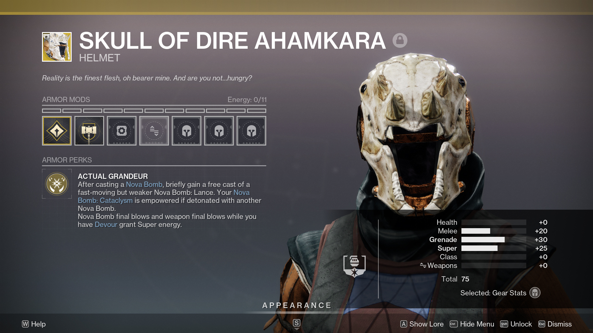 Updated Skull of Dire Ahamkara exotic in Destiny 2: Monument of Triumph.