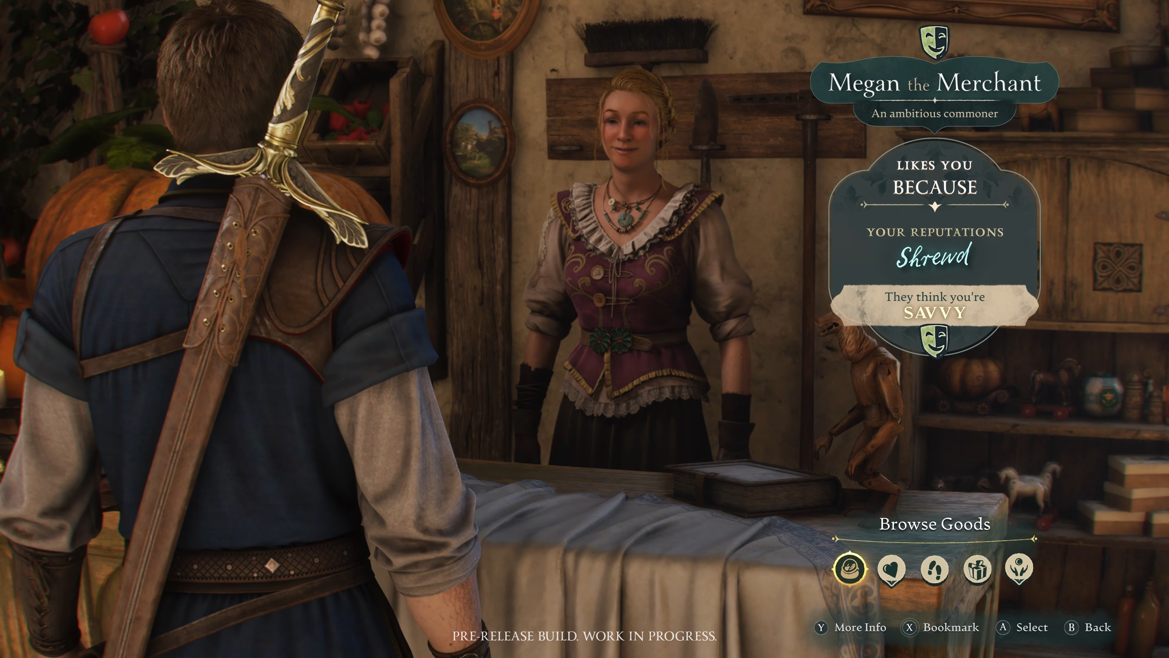 Fable - Megan the Merchant likes you because you are shrewd and thinks you are savvy.