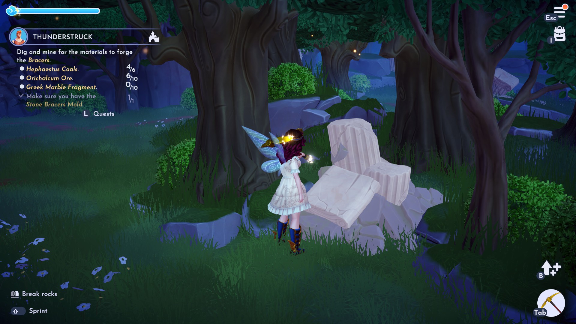 Two materials in the dark woods in Disney Dreamlight Valley 
