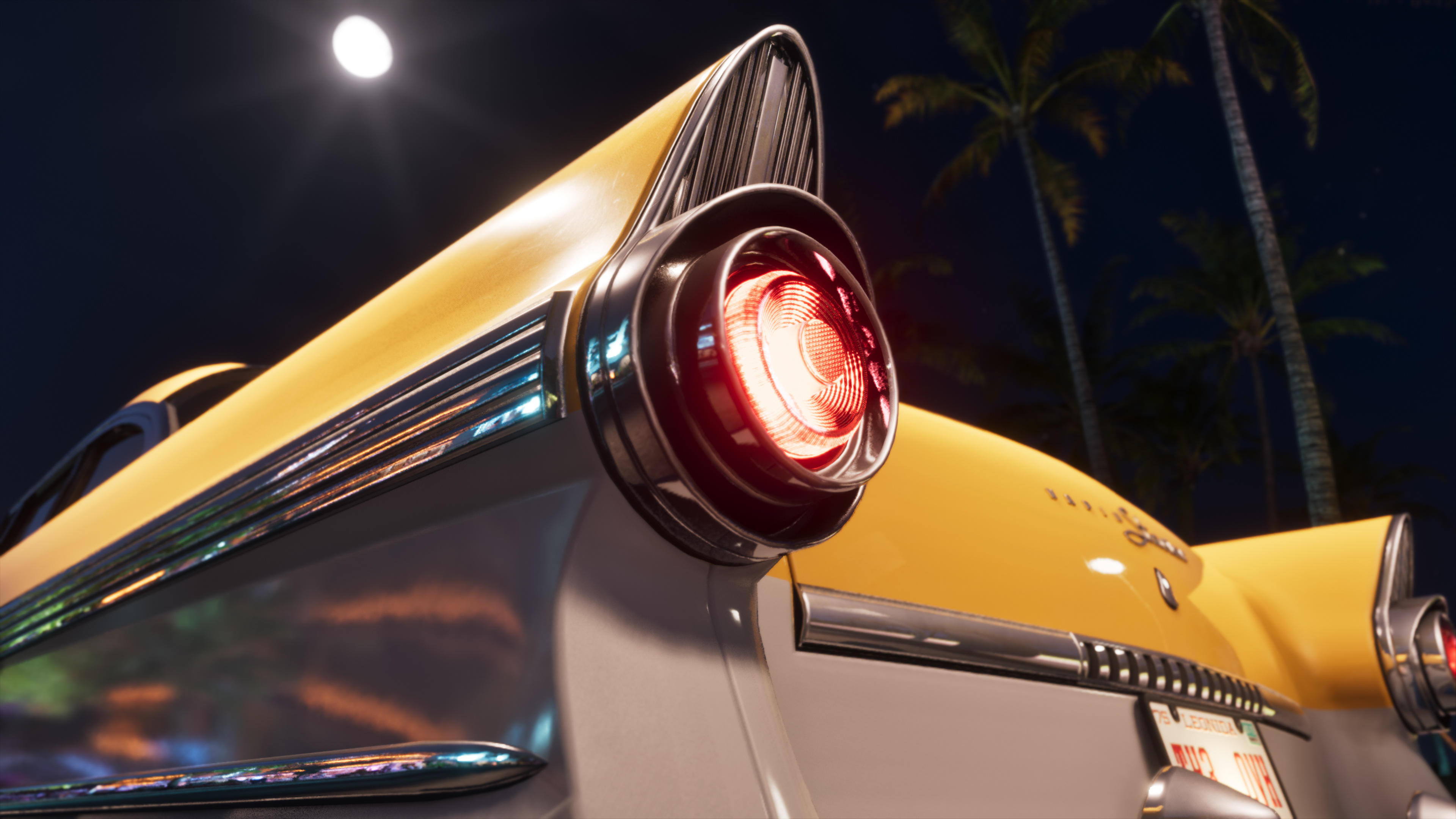 Rear of yellow car.