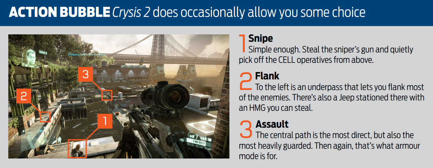 "Crysis 2 does occasionally allow you some choice"