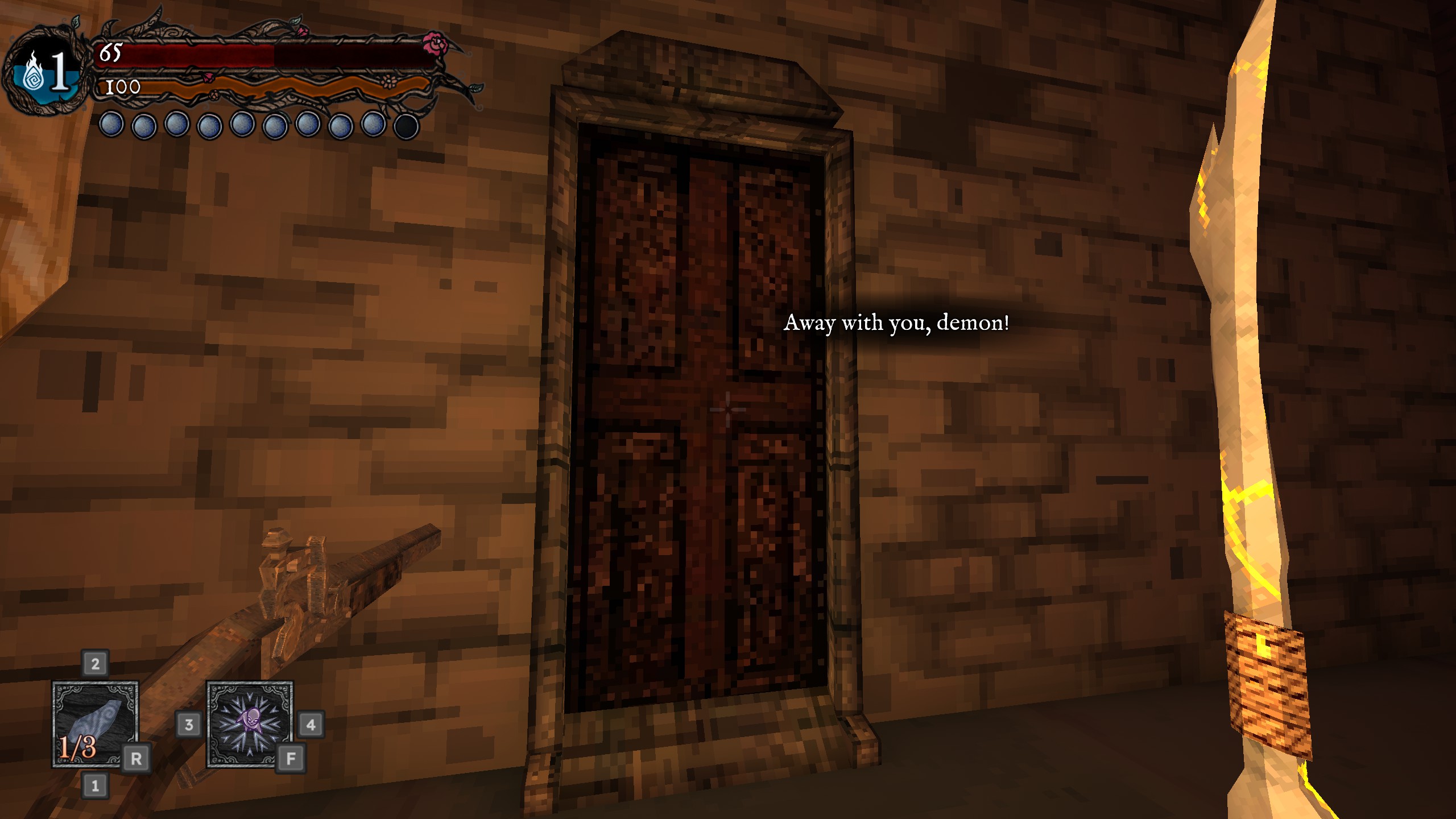 Hark the Ghoul screenshot showing hostile door telling player to go away