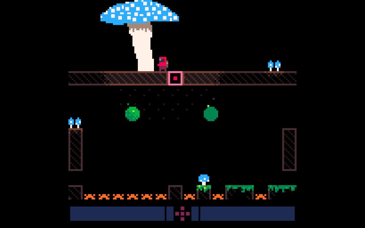 A little person stands next to a giant mushroom