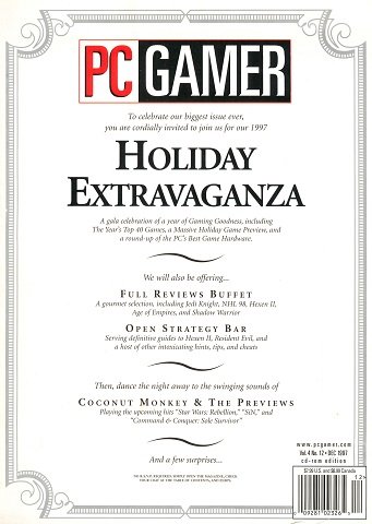 Cover of PC Gamer December 1997 "Holiday Extravaganza" issue