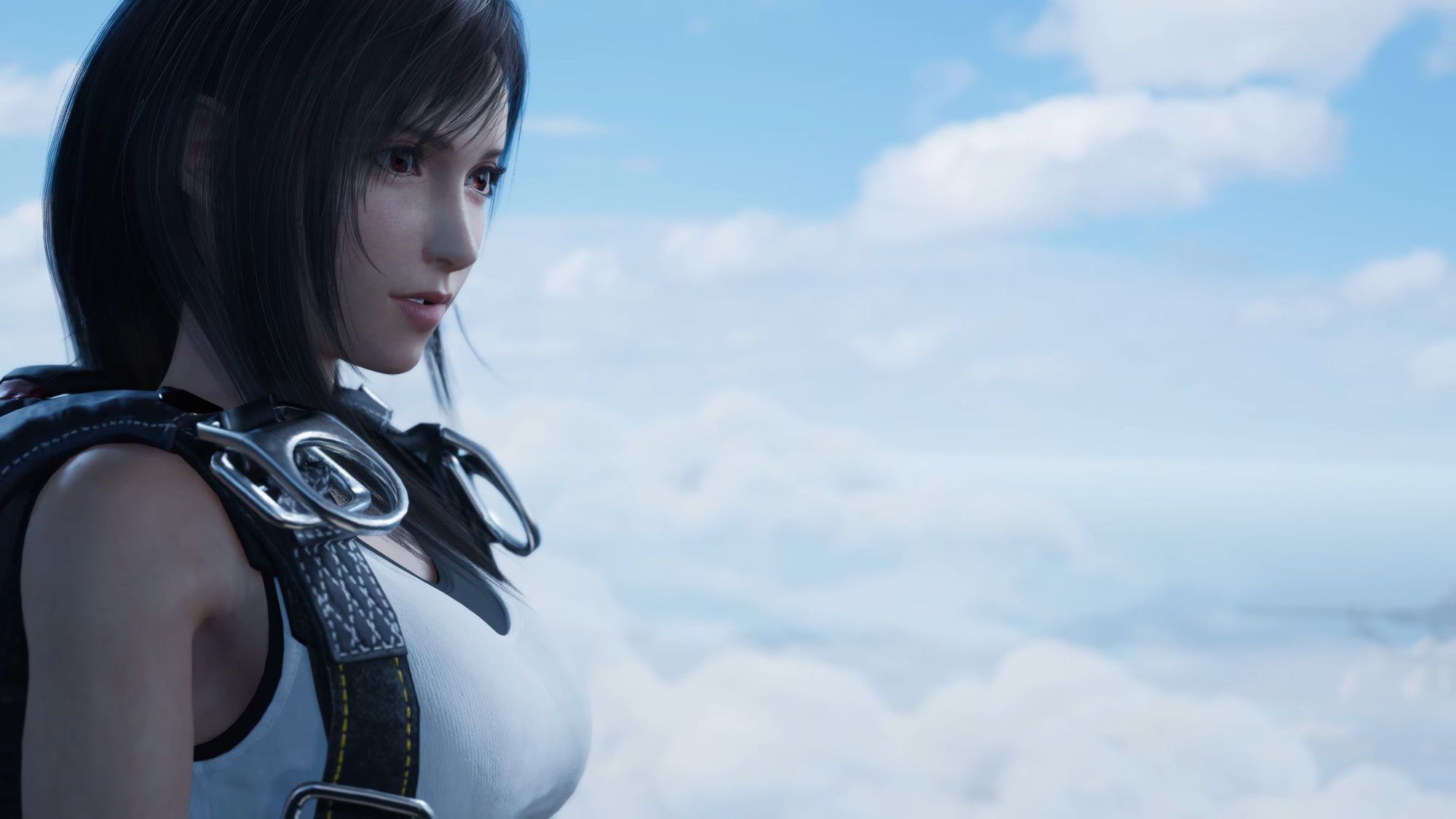 Final Fantasy 7 Revelation - Tifa on the Highwind wearing a parachute