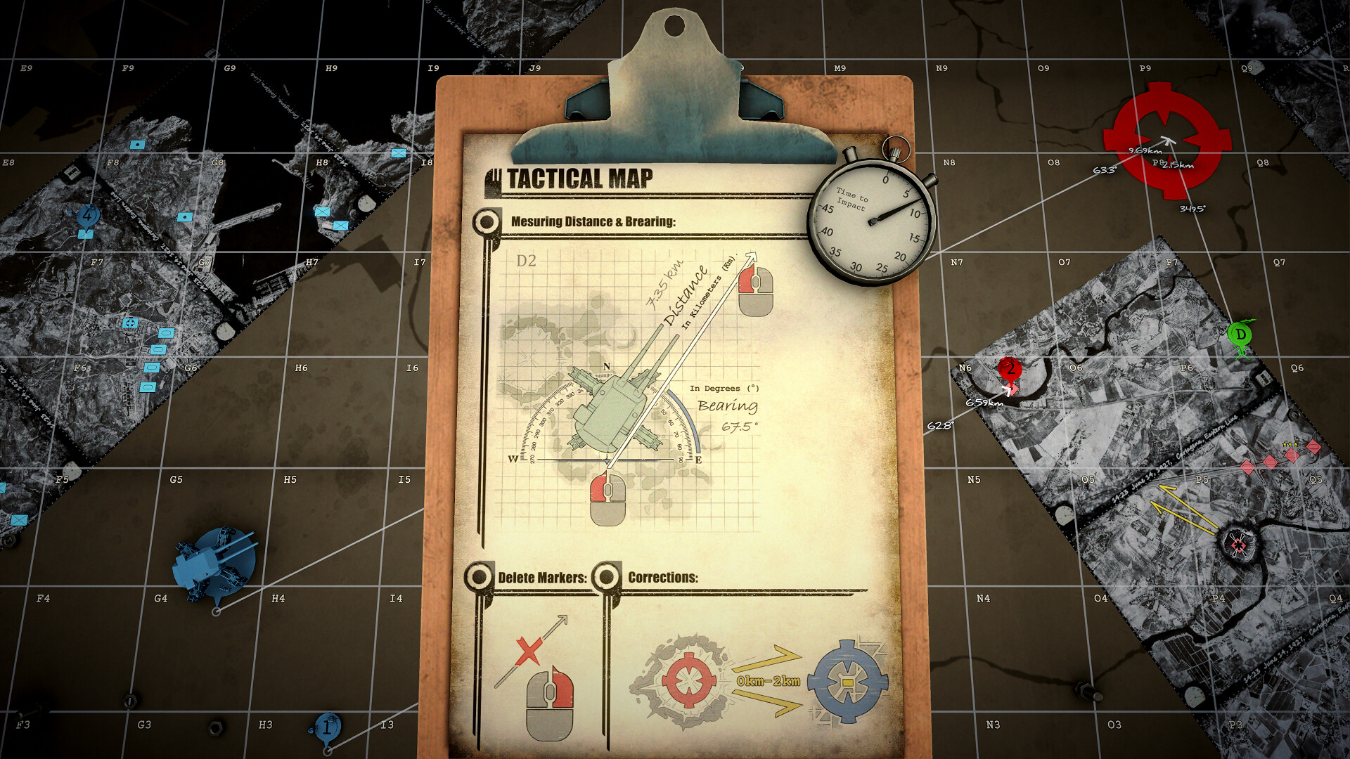 A tactical map on a clipboard in Iron Nest: Heavy Turret Simulator.