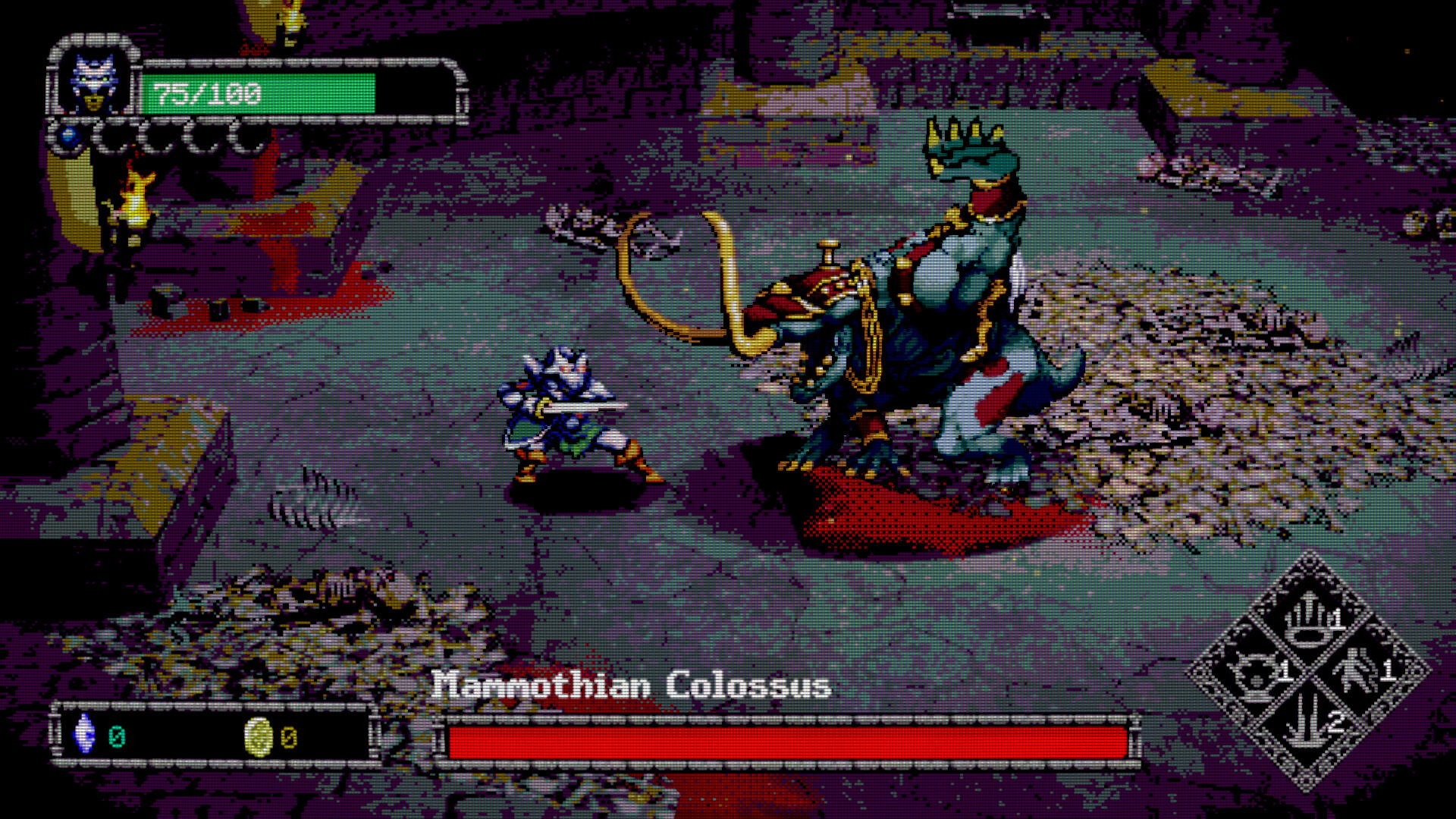 Dungeon Lurker screenshot showing duel with boss enemy 