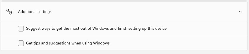 screenshot of Windows notifications additional settings with windows tips checkbox