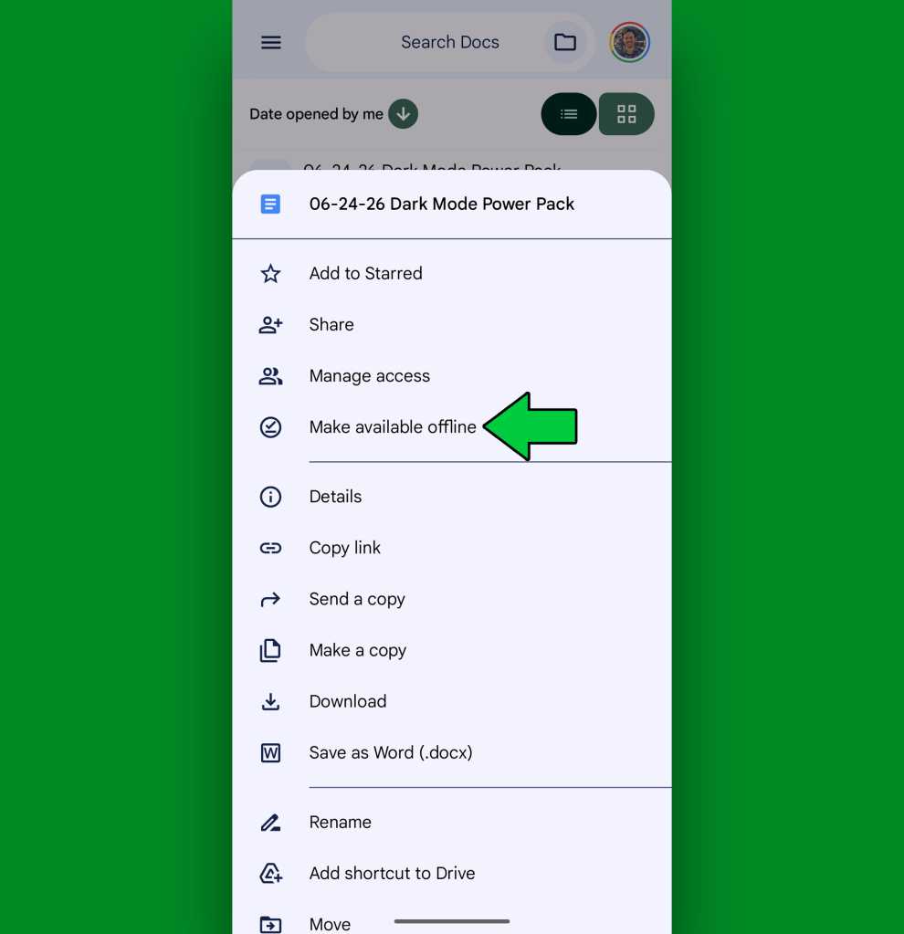 Google Docs Android: Offline
