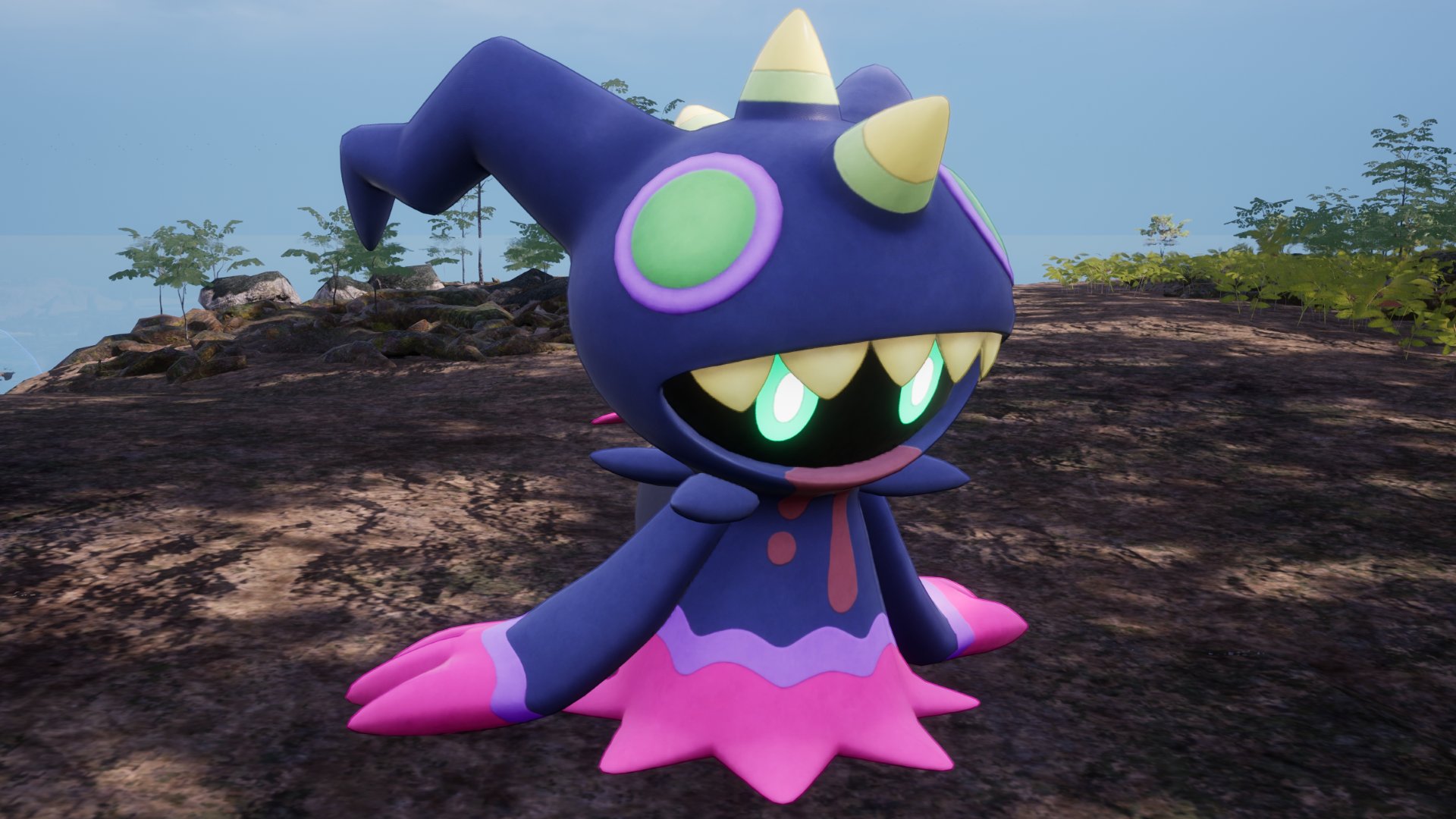 Palworld - Hoodle, a strange ghostly-like pal with a purple hoodie