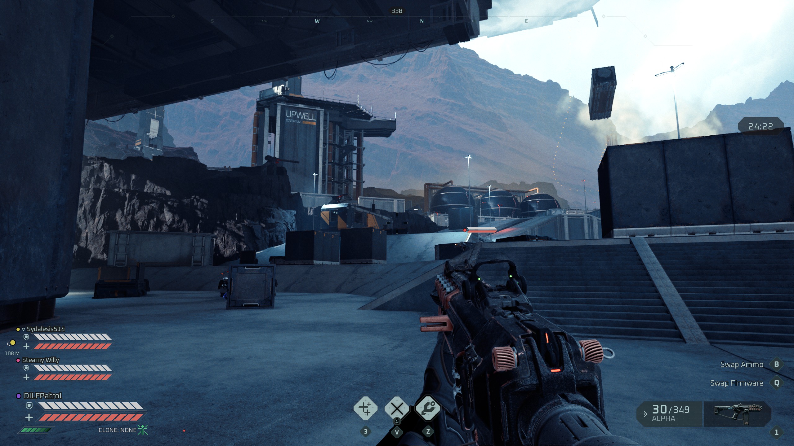 Looking up towards megastructures in EVE Vanguard