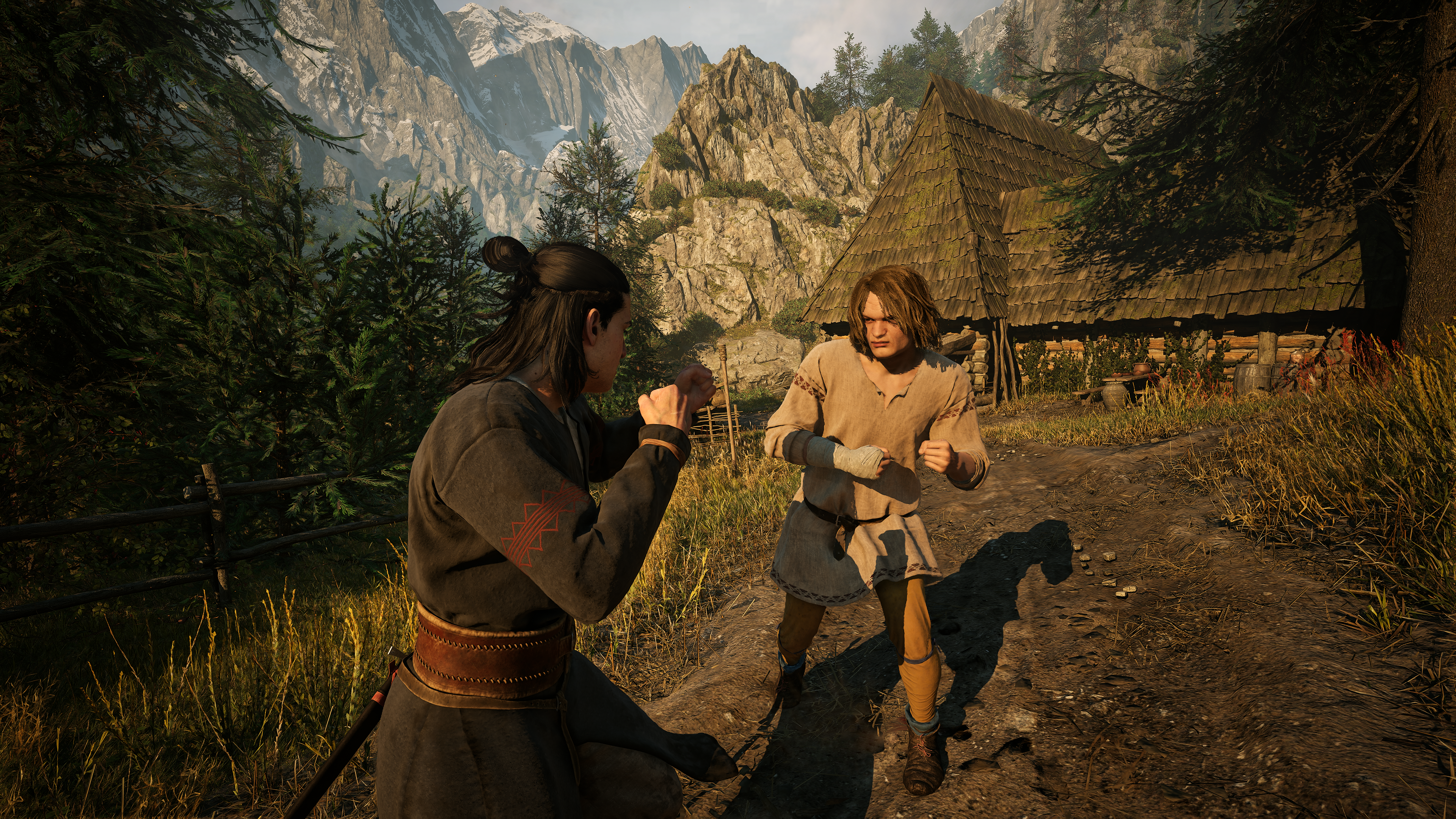 Two men punching each other